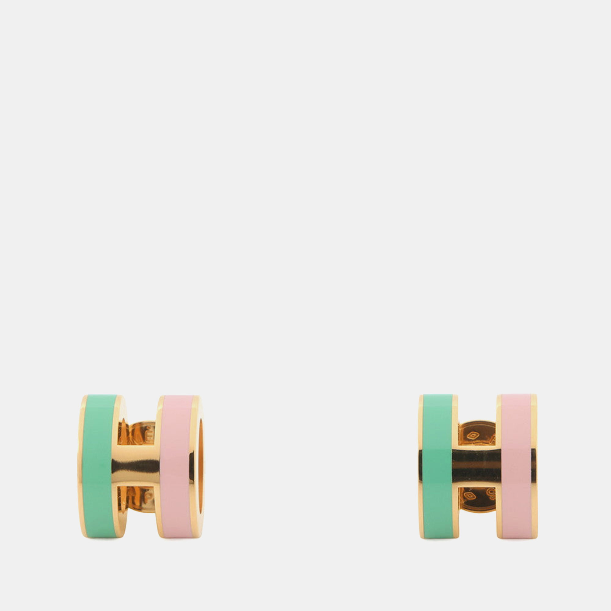 

Hermes Pop Ash Earrings Rocabar Size Mini Malabar Lacquer Gold Plated