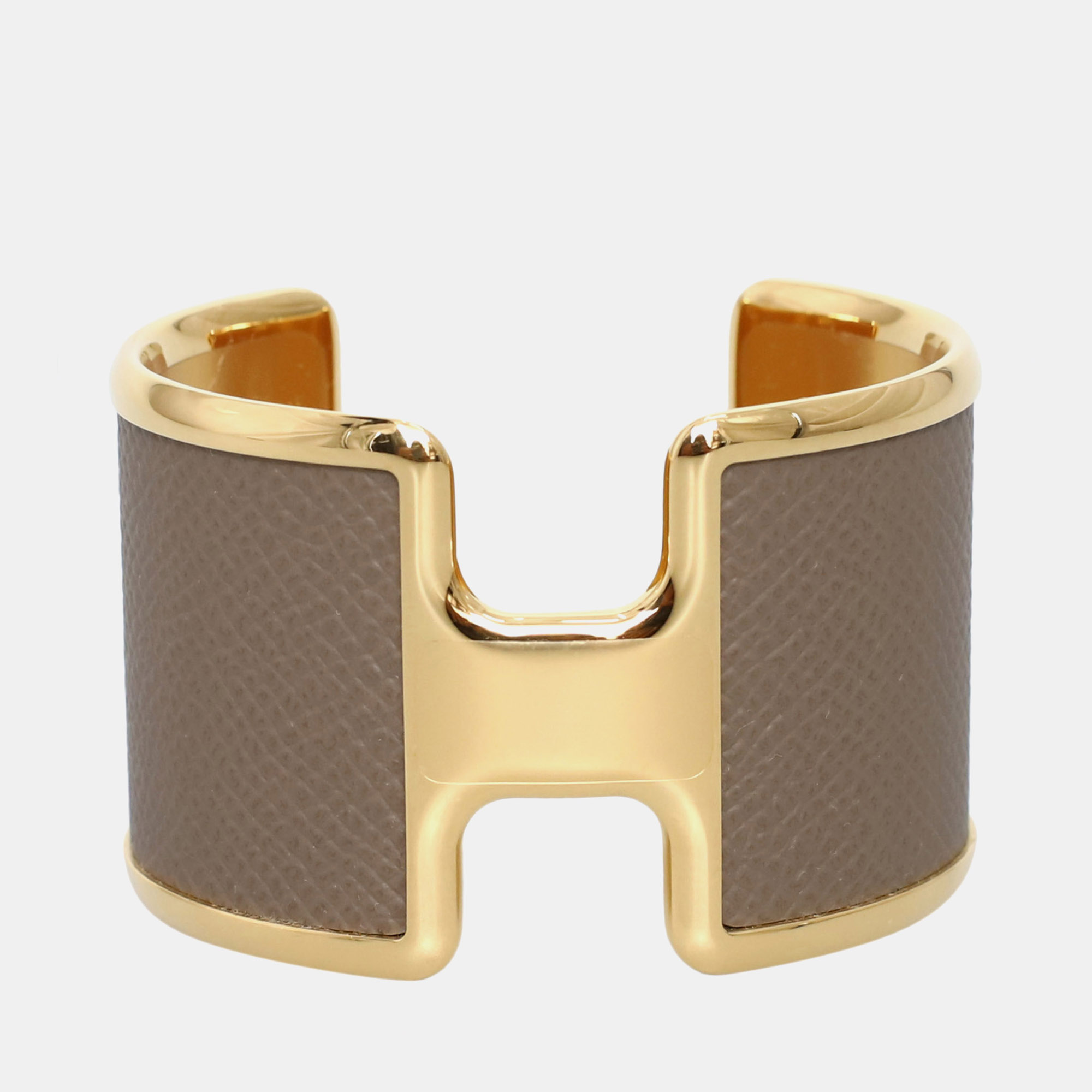 

Hermes Olympe Epsom, Gold Cuff Bracelet, Brown