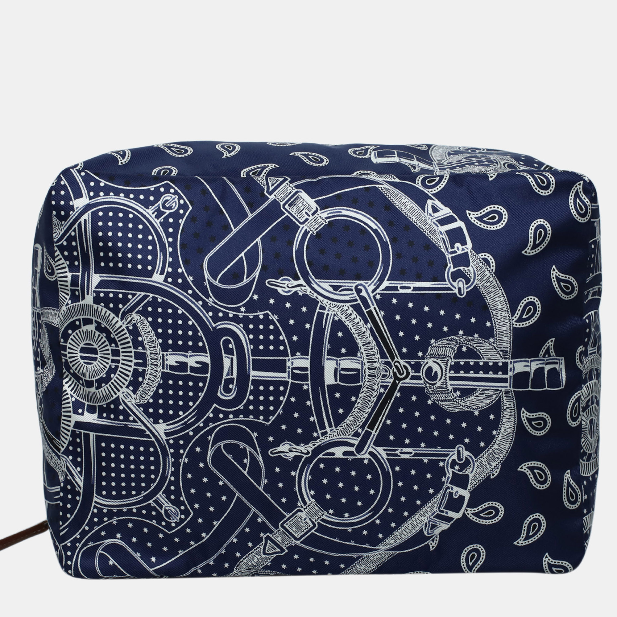 

Hermes Travel Blue, White Silk PM Cube