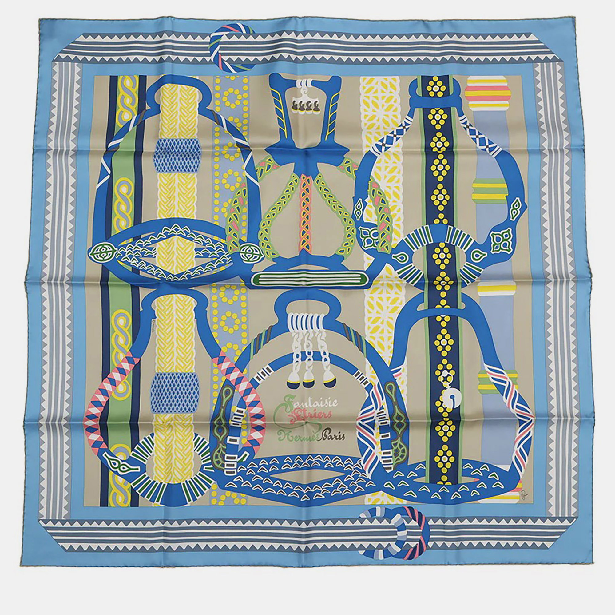 

Hermes Carre Fantasie D'Etriers Size, Blue