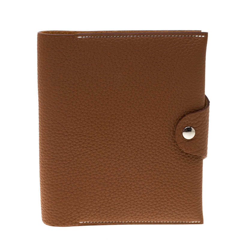 Pre Owned Hermes Gold Togo Leather Small Ulysee Agenda Cover