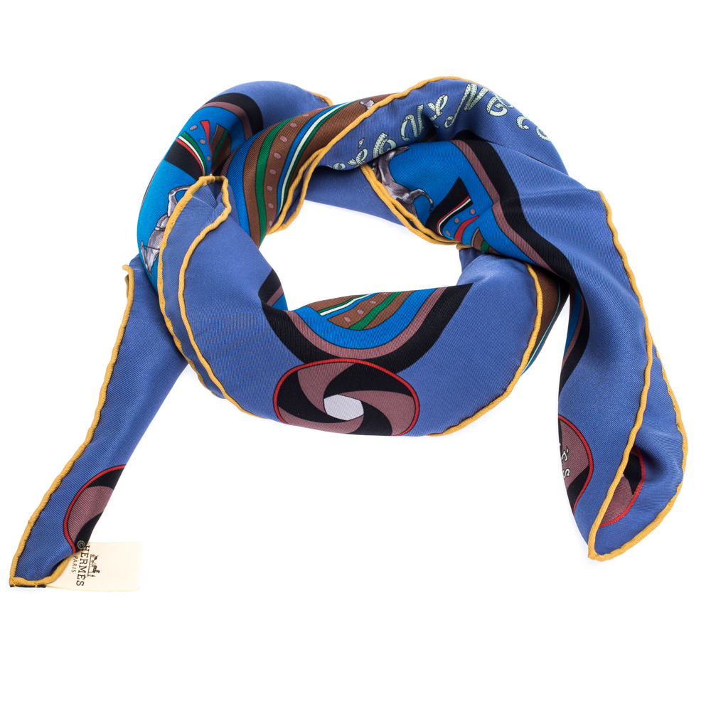 Pre Owned Hermès Multicolor Striped Silk Twill Sequences Scarf