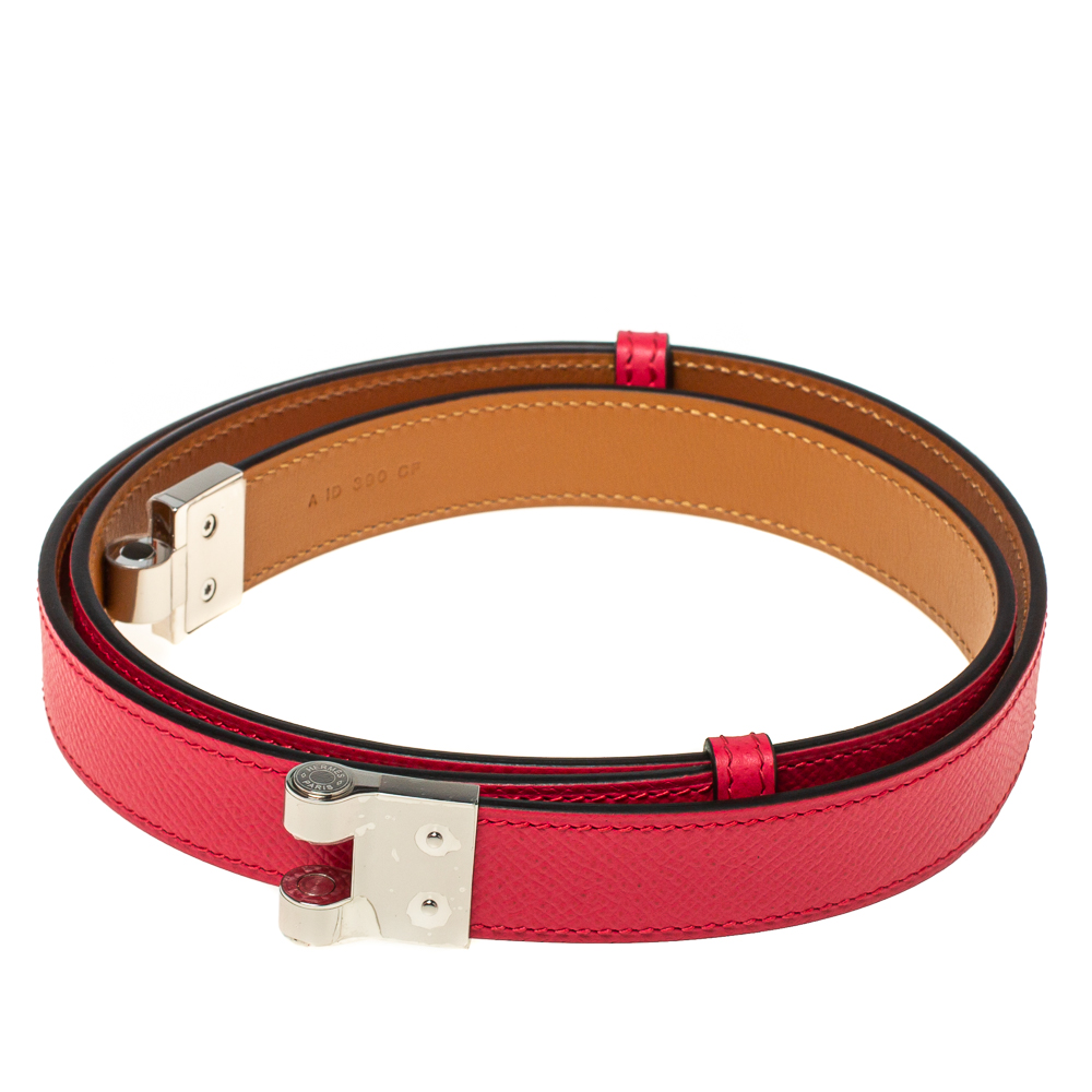 

Hermes Rose Extreme Veau Epsom Leather Charniere Belt, Pink