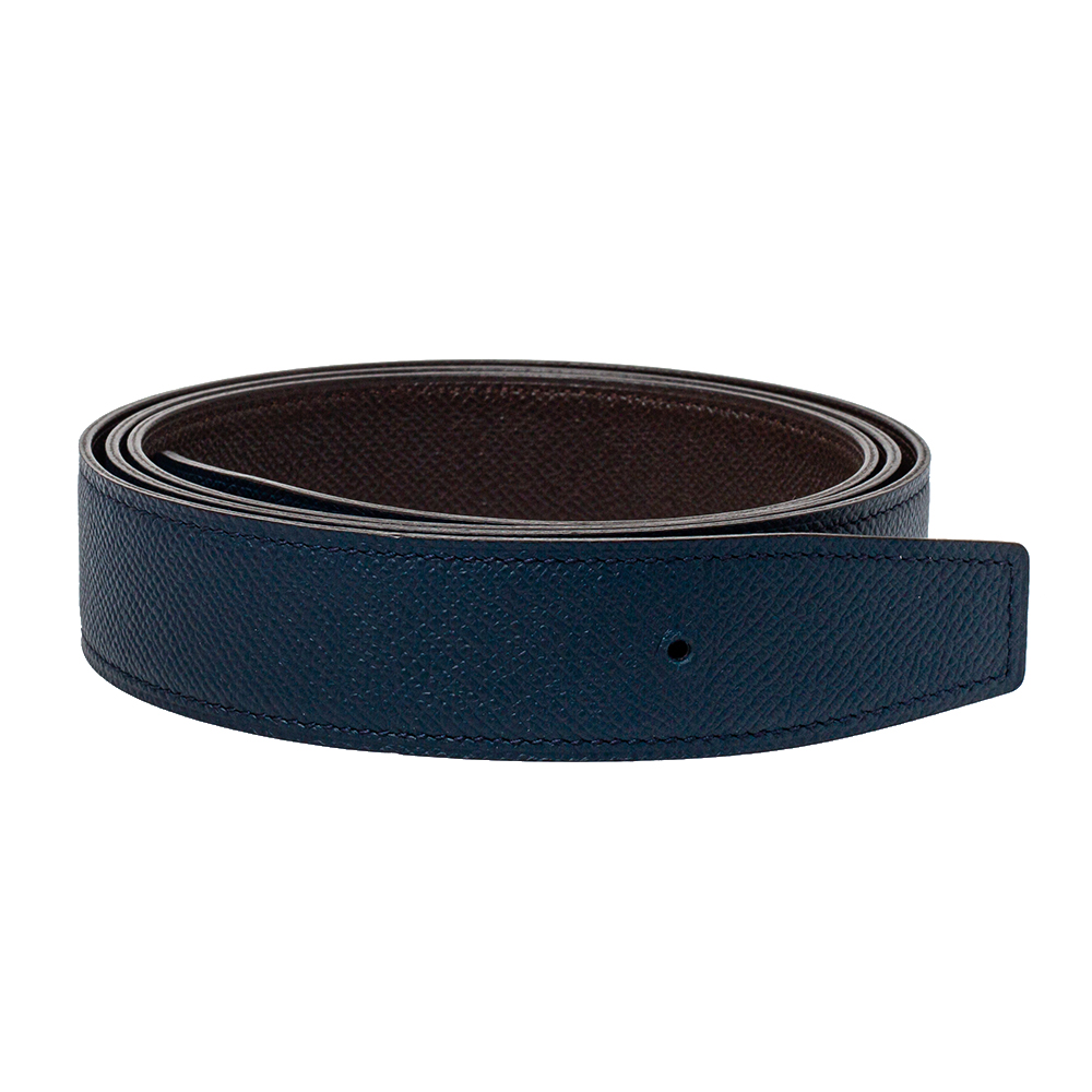 

Hermes Blue/Brown Epsom Leather Reversible Belt Strap Size