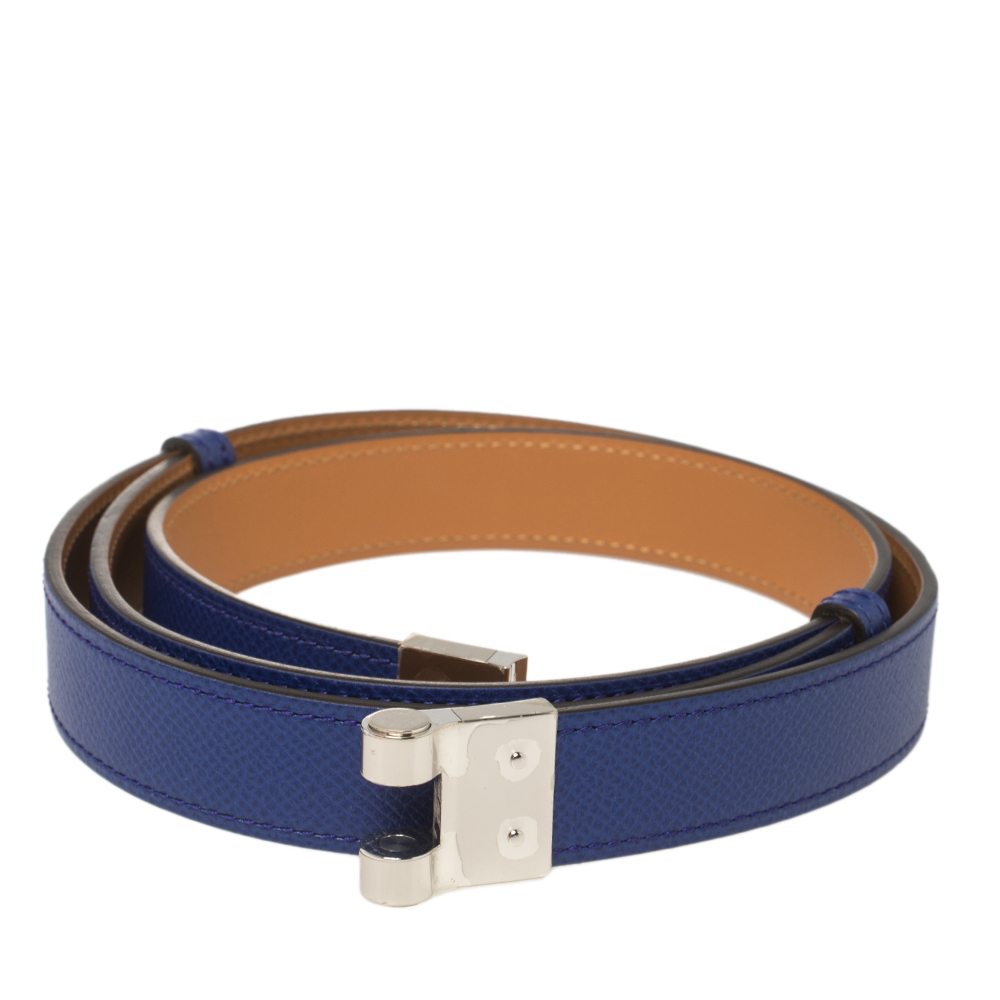 

Hermes Electric Blue Veau Epsom Leather Charniere Belt