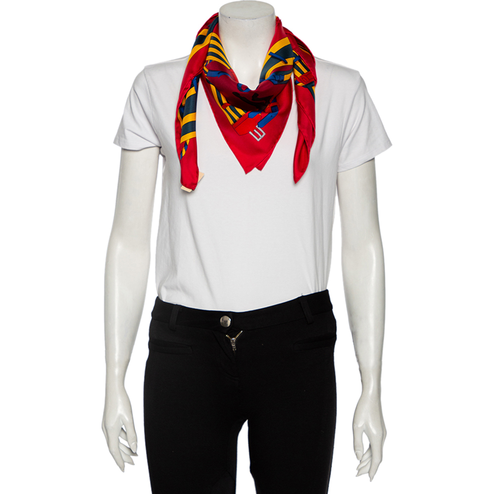 

Hermès Bordeux Ronds De Marche Silk Scarf, Red