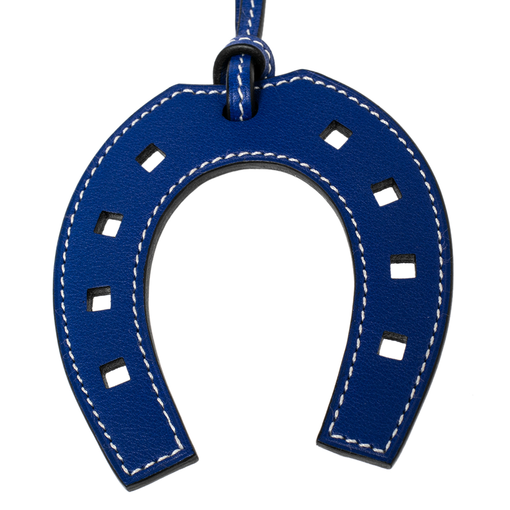 

Hermes Electric Blue Leather Paddock Fer A Cheval Horse Shoe Bag Charm