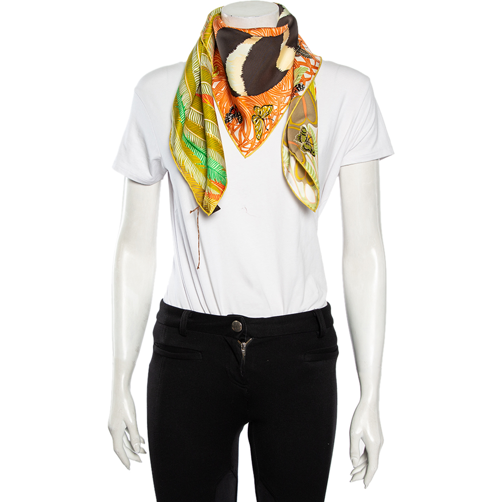 

Hermès Multicolor Jaguar Quetzal Silk Scarf
