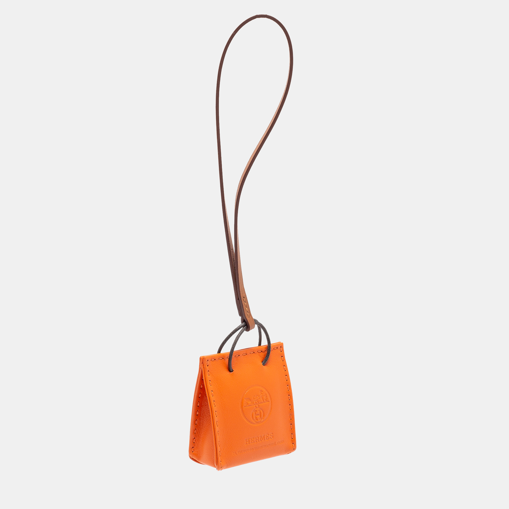 

Hermes Feu/Gold Milo and Swift Leather Shopping Bag Charm, Orange