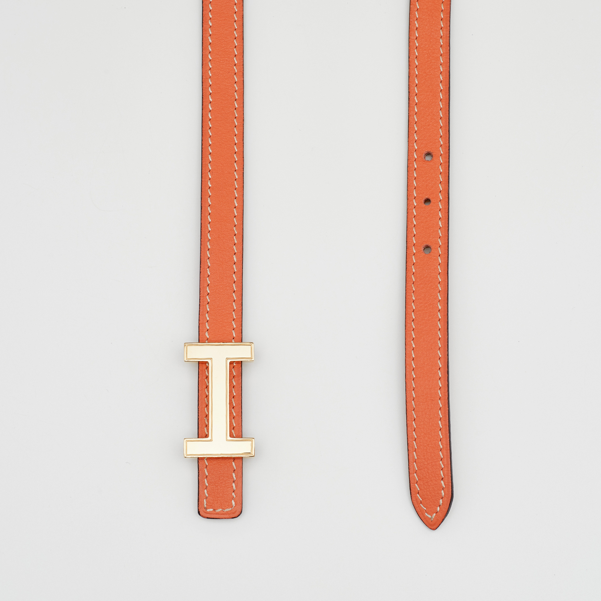 

Hermes Rose/Gold Swift And Epsom Leather Focus Buckle Belt, Pink