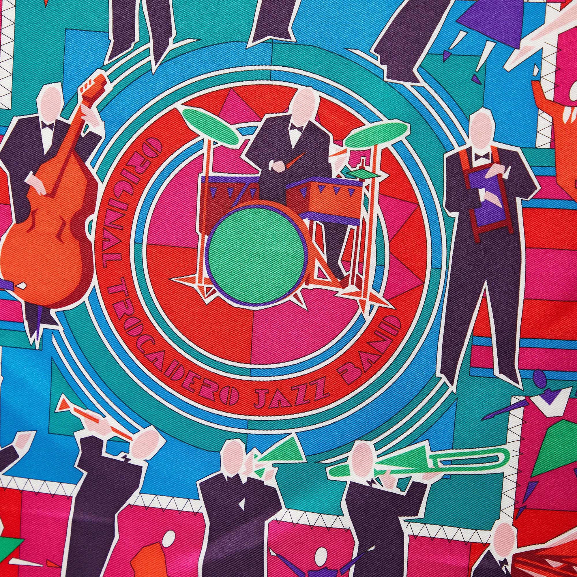 

Hermès Multicolor Original Trocadero Jazz Band Silk Scarf