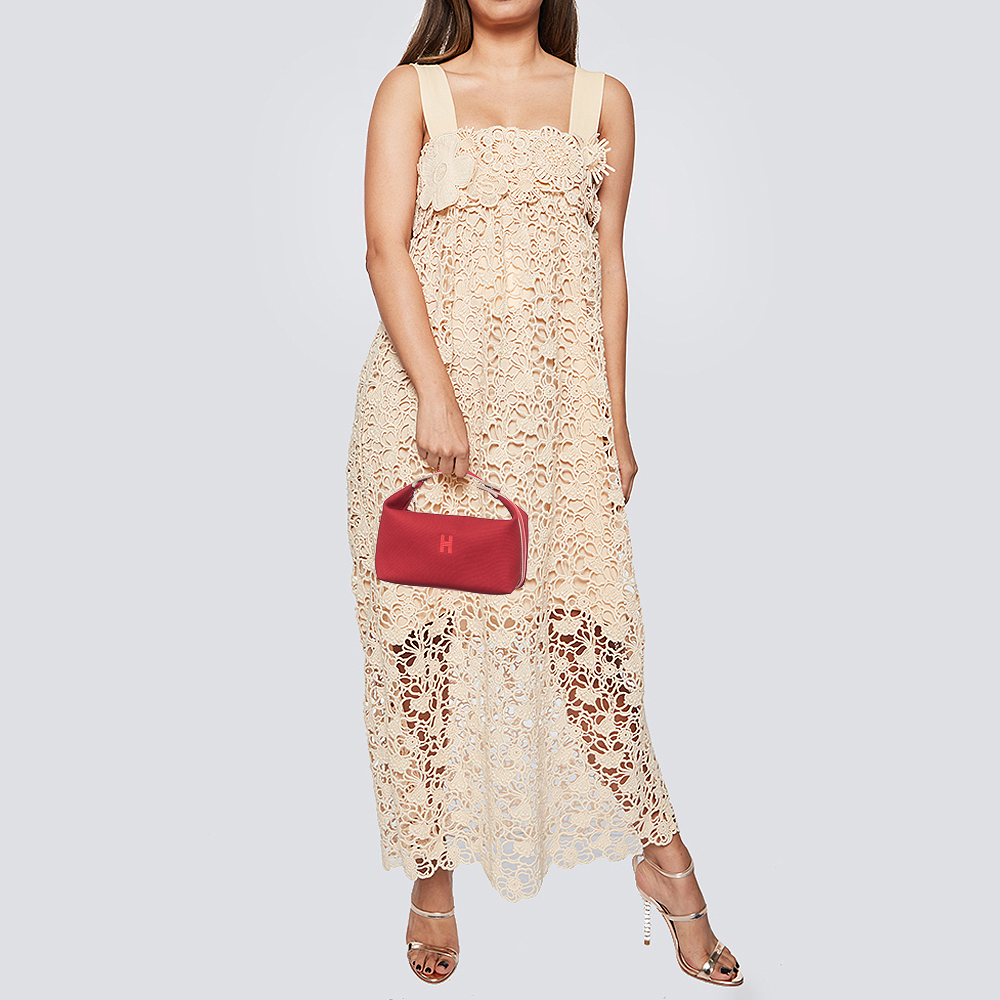 

Hermes Carmin Toile Large Bride-A-Brac Cosmetic Pouch, Red