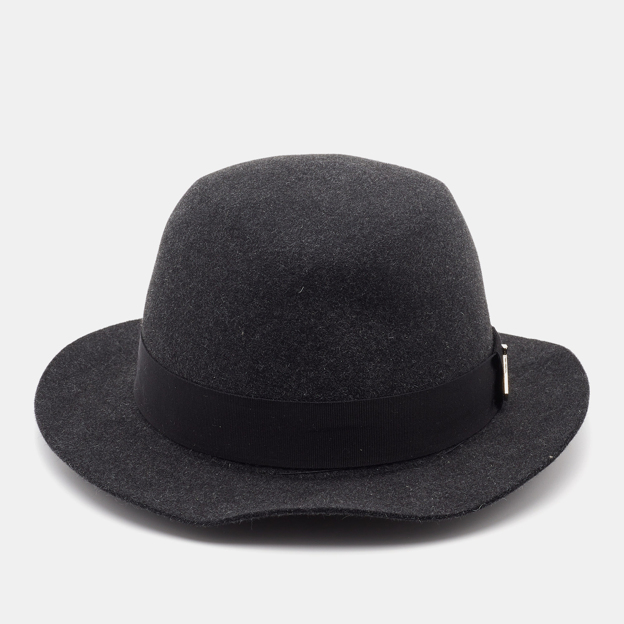 Pre Owned Hermes Charcoal Grey Rabbit Felt Bucket Hat (58 cm)