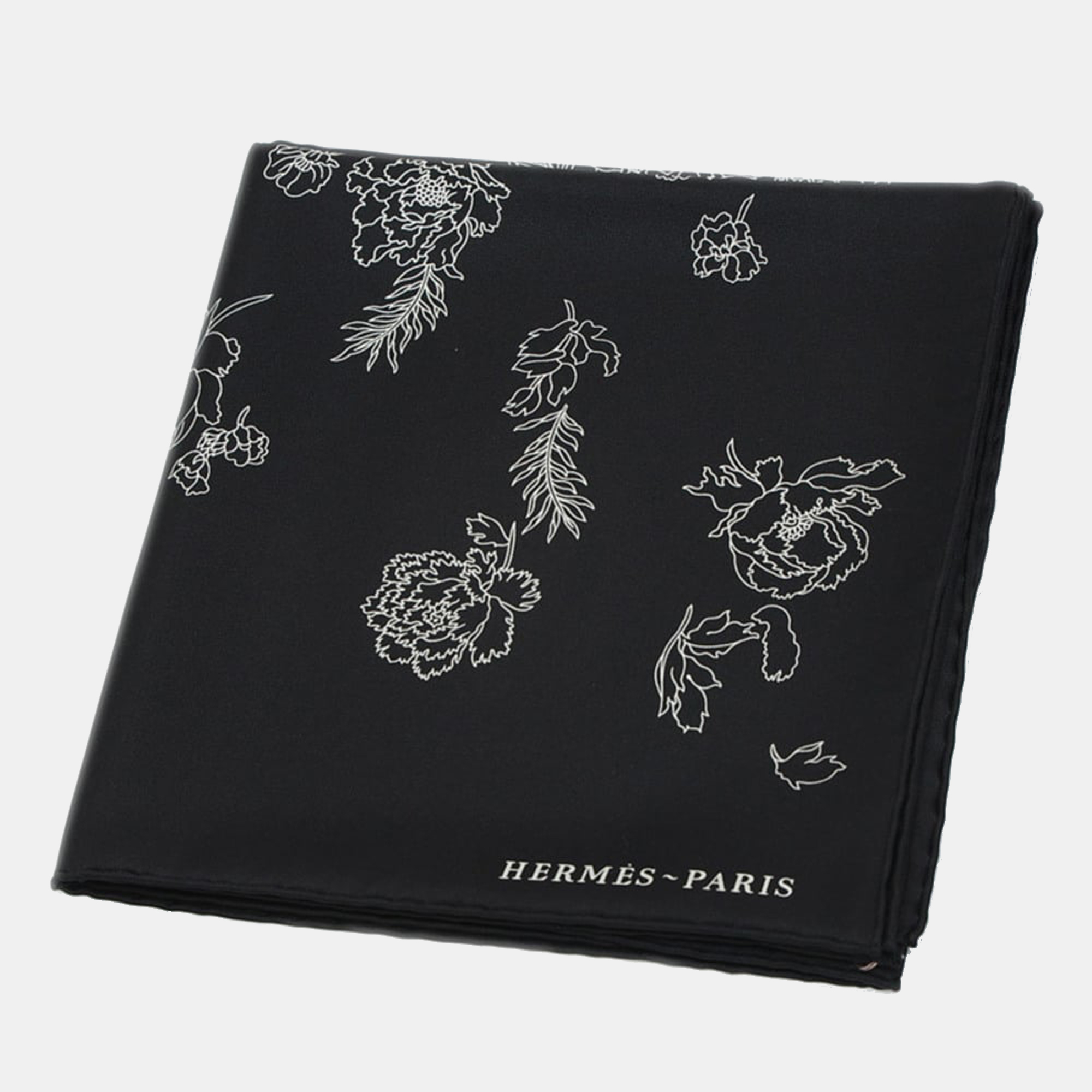 

Hermes Black/White Silk Robe Legere Scarf
