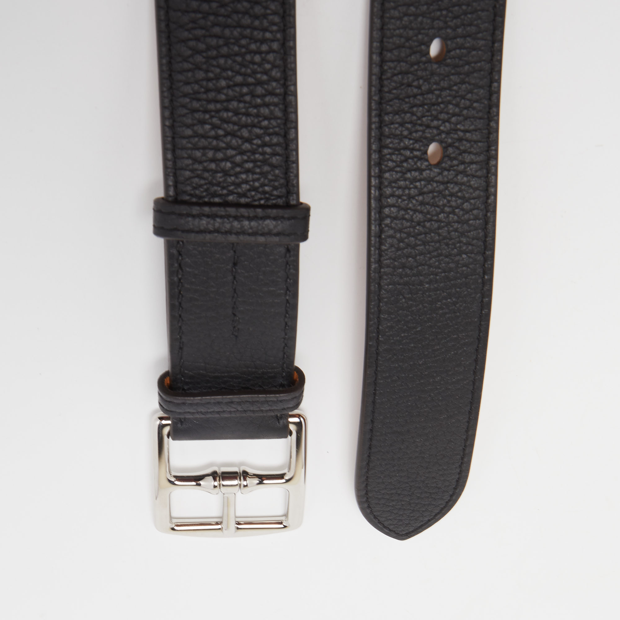 

Hermès Black Togo and Swift Leather Etriviere Belt