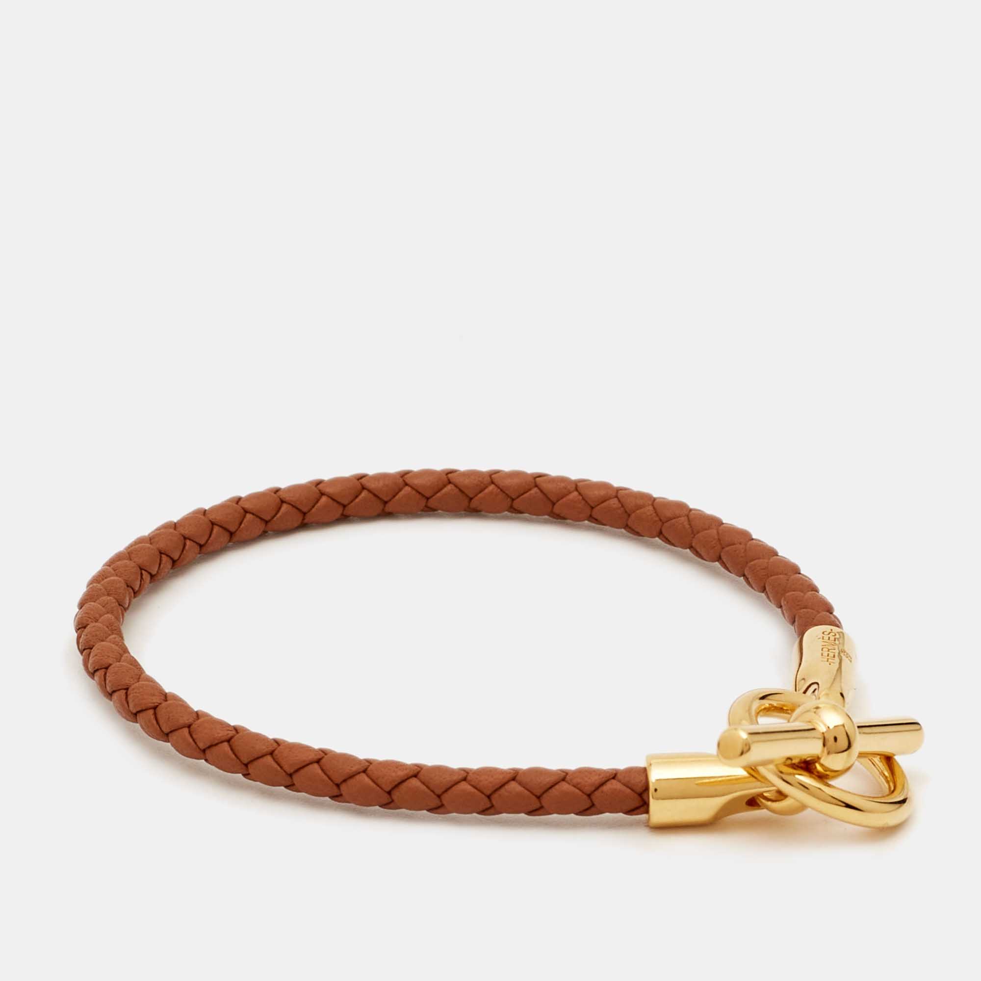 

Hermes Glenan Leather Gold Plated Bracelet