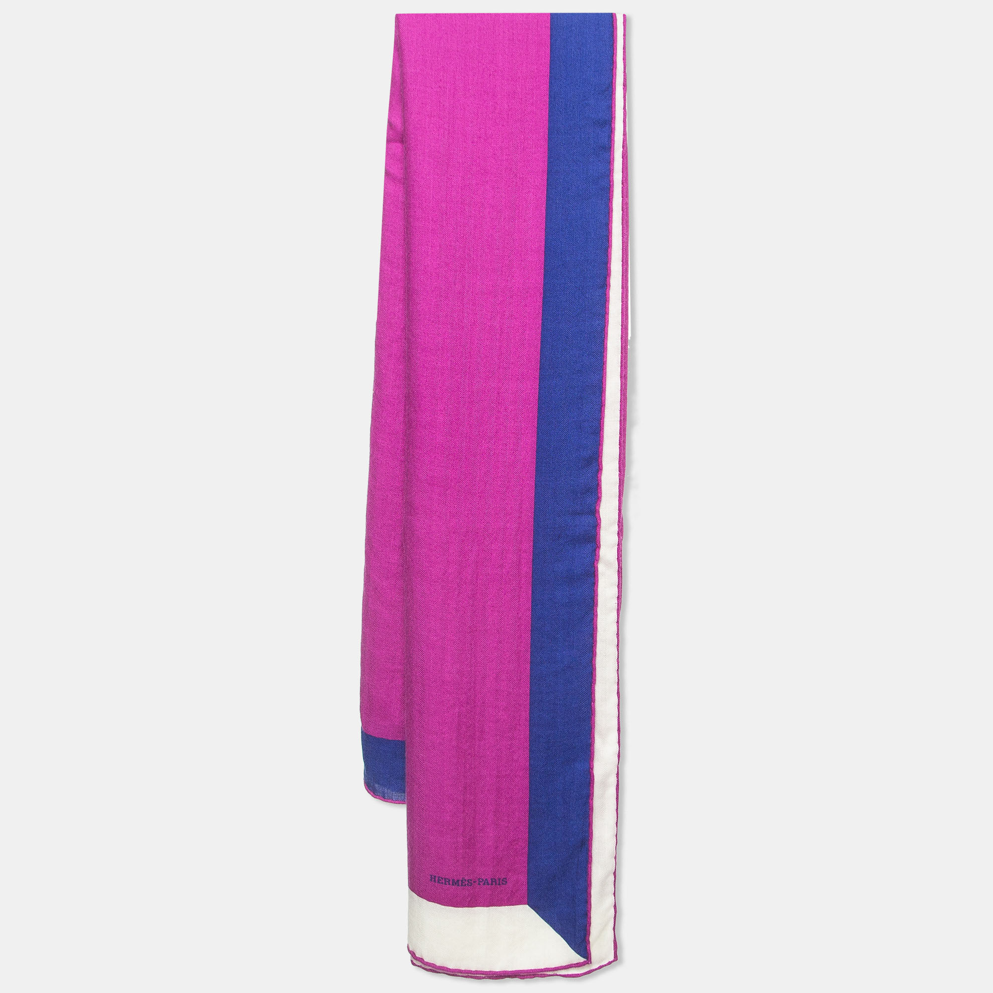 Pre Owned Hermès  Purple Cashmere Blend Giant Square Encadre Scarf