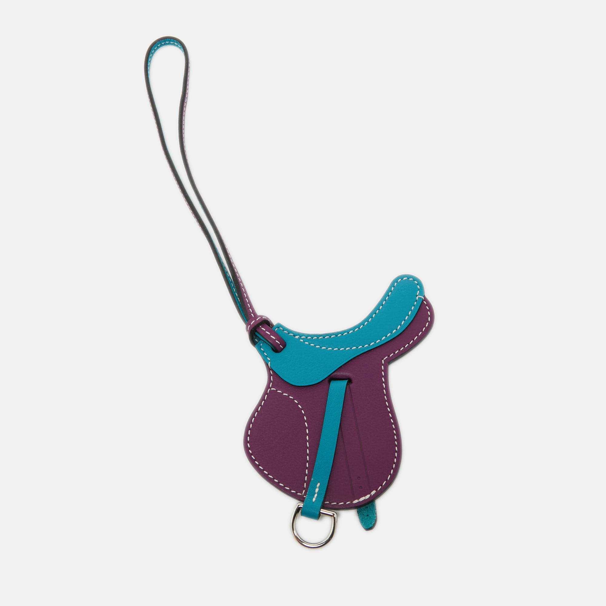 

Hermès Anemone/Bleu Izmir Swift Leather Paddock Selle Horse Saddle Bag Charm, Purple