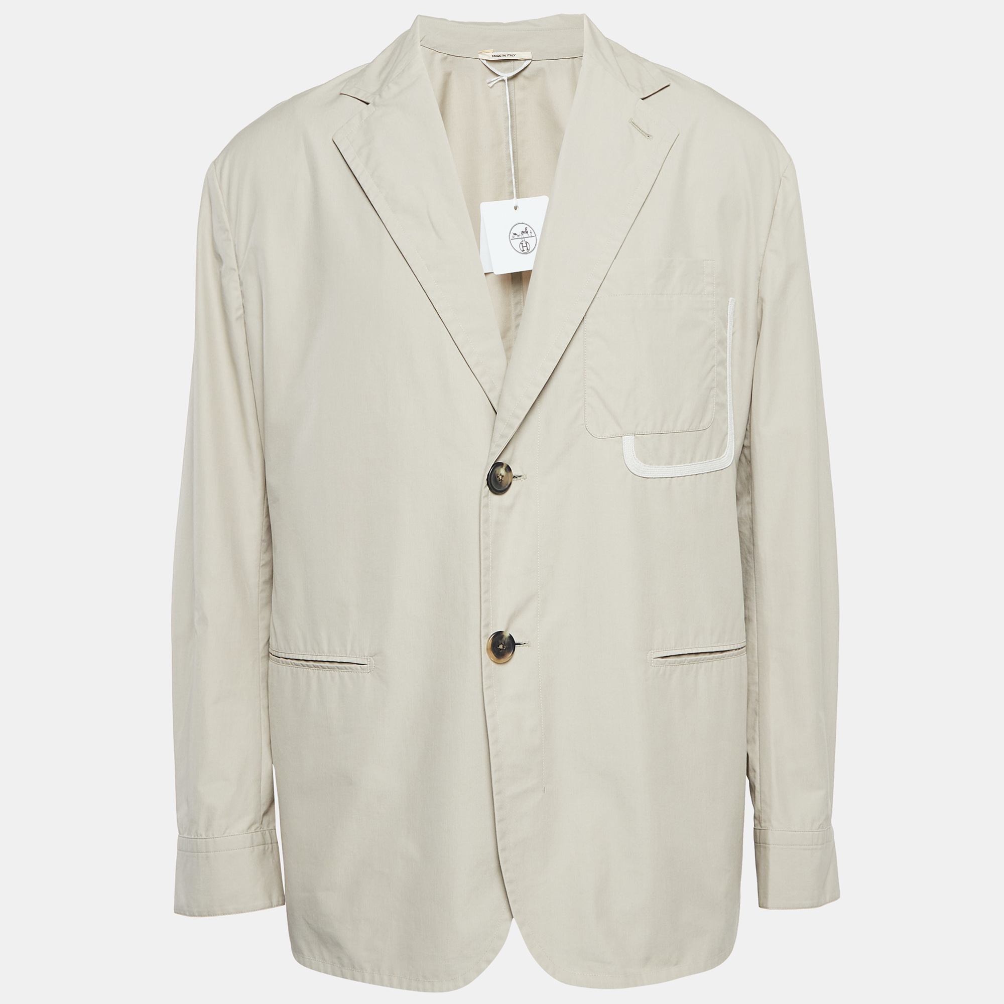 

Hermes Tan Khaki Poplin Button-Up Jacket XXL