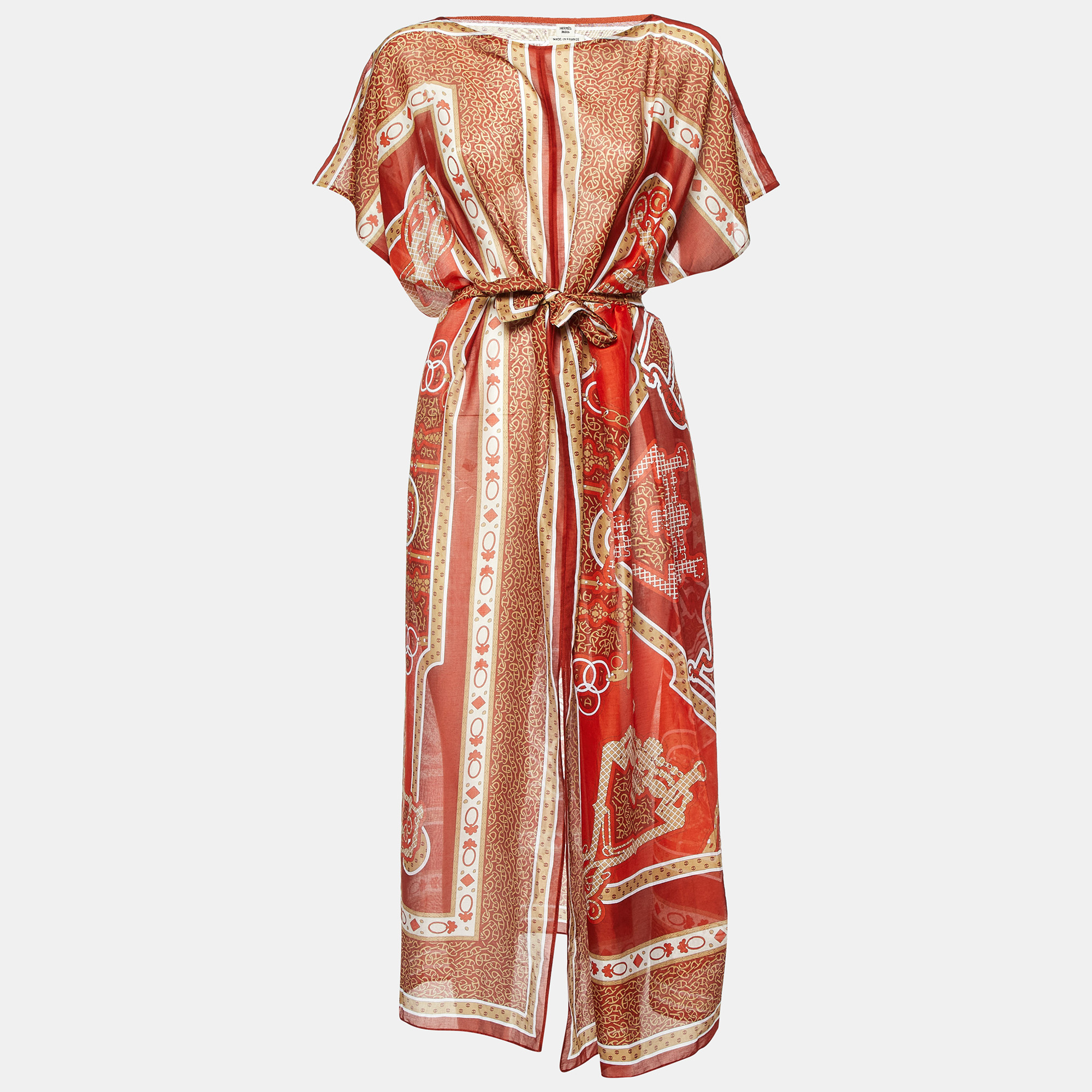 

Hermes Brown Mors et Gourmettes Cotton Beach Kaftan Dress