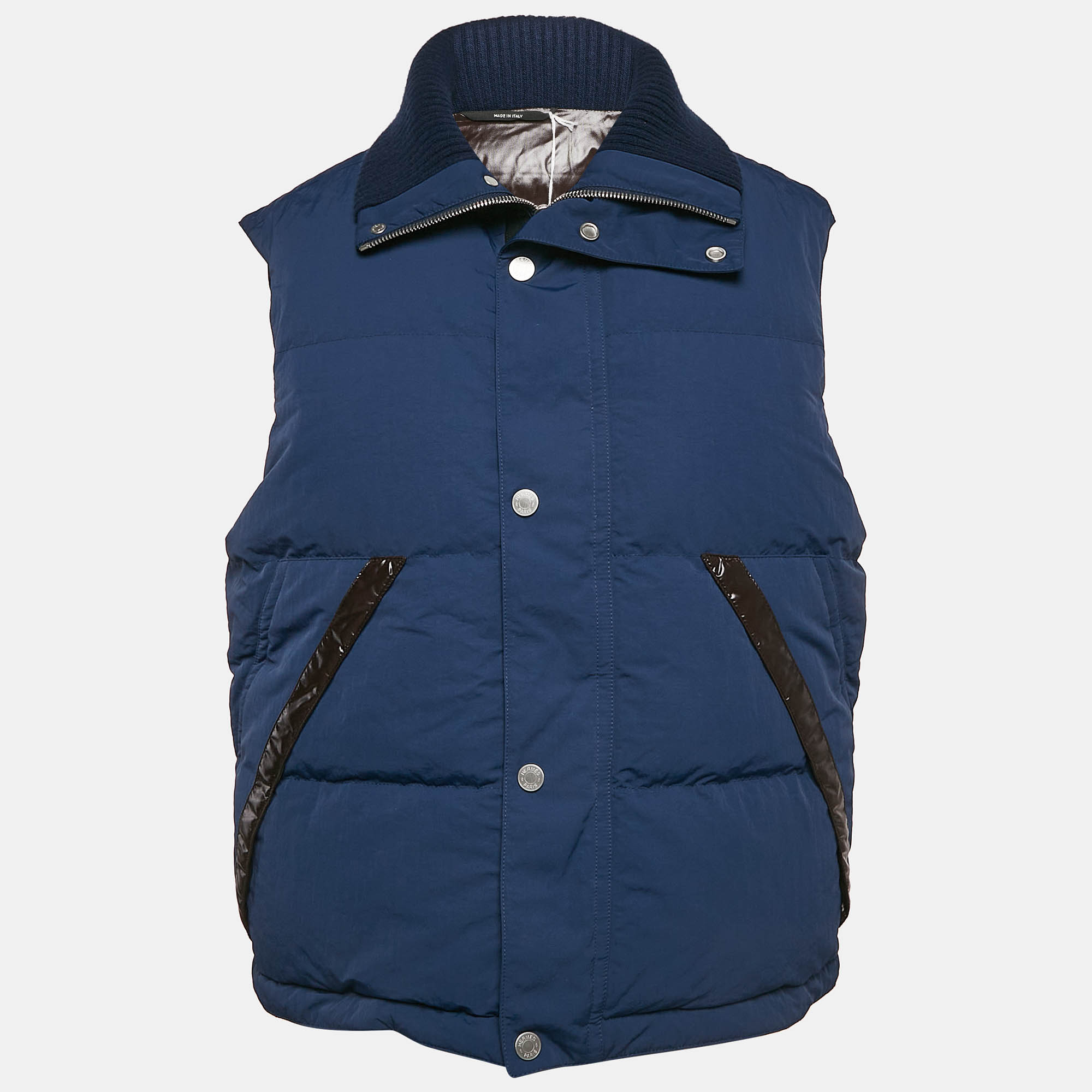 

Hermès Navy Blue Synthetic Puffer Vest XXL