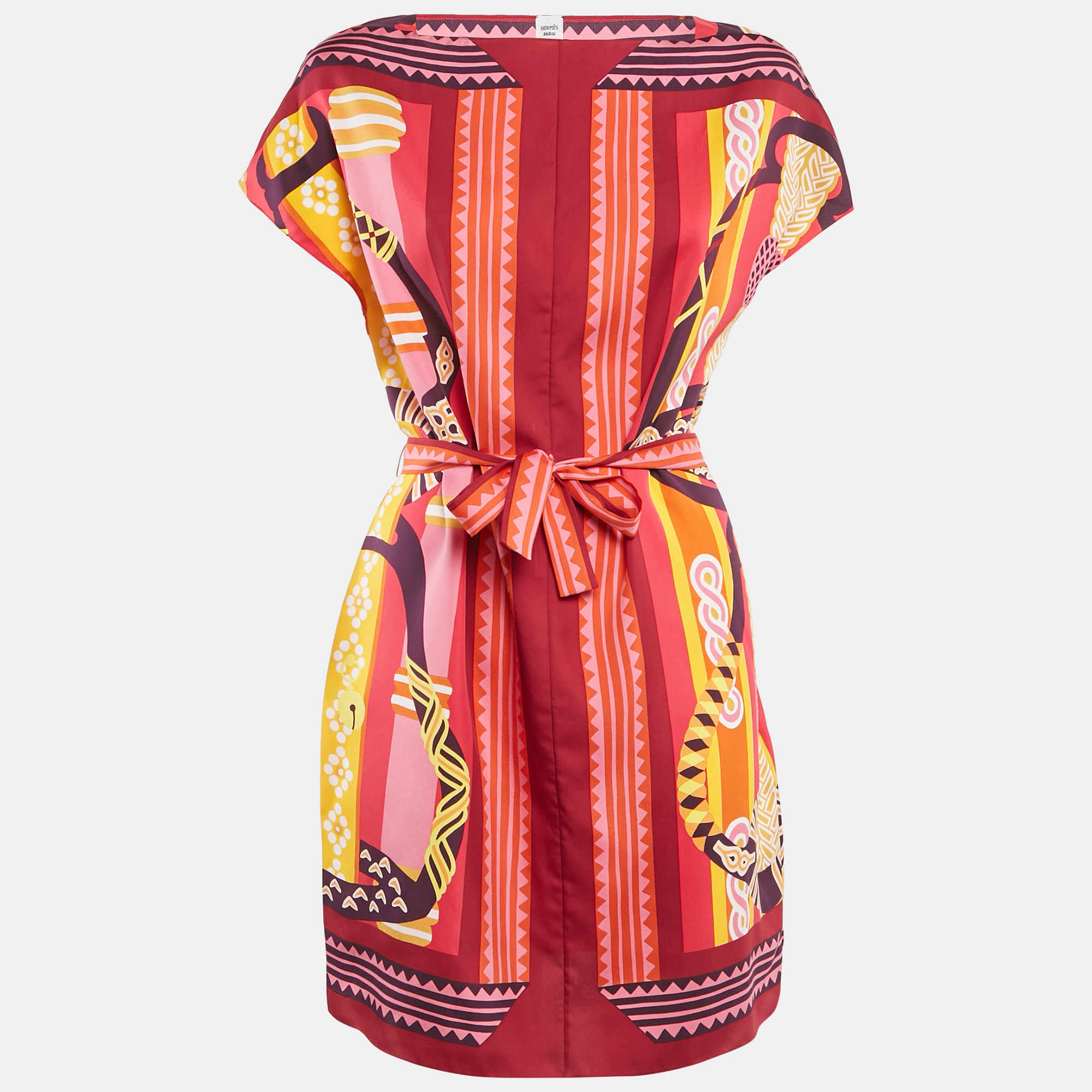 

Hermes Pink/Multicolor Printed Silk Mini Kaftan Dress M