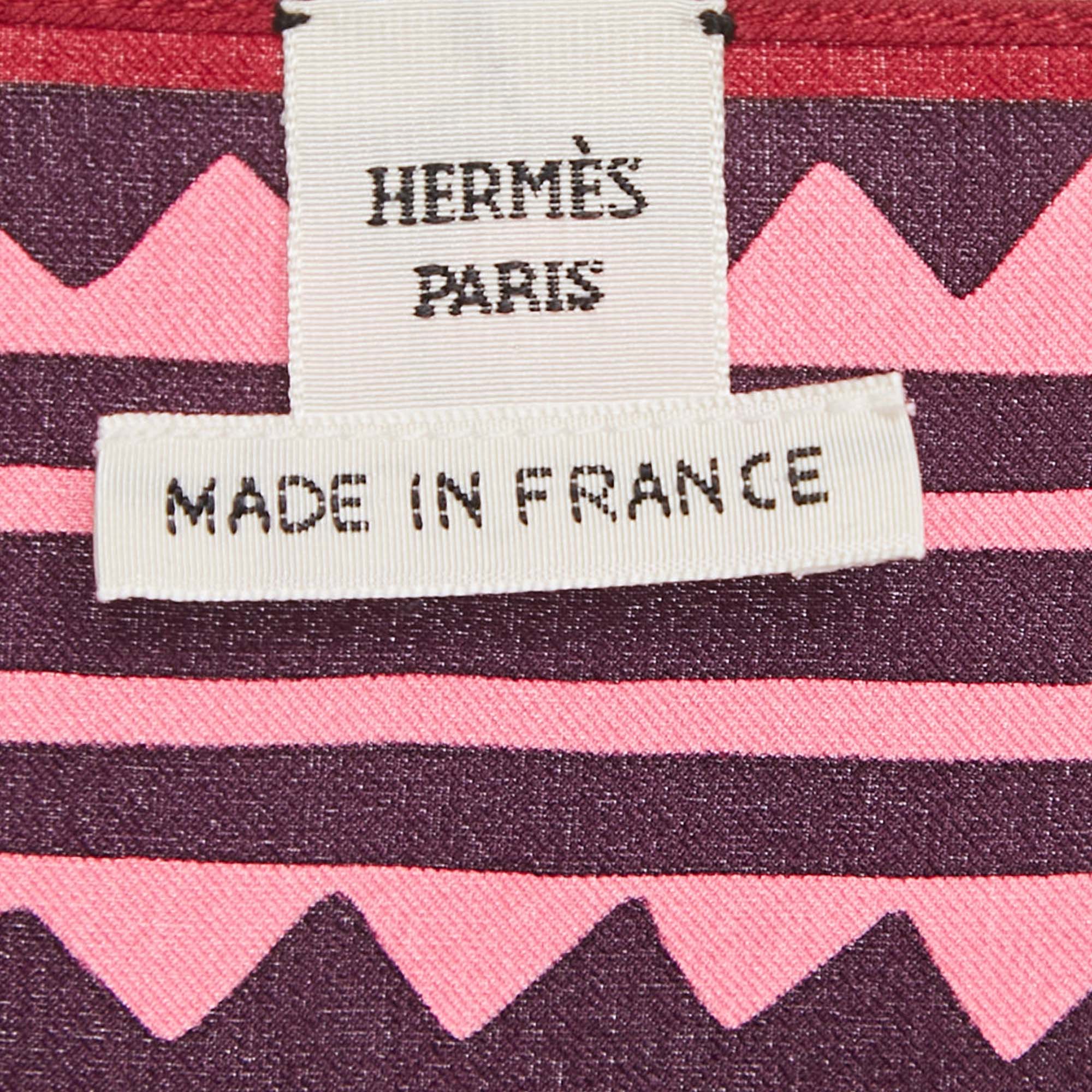Hermes Pink/Multicolor Printed Silk Mini Kaftan Dress M 