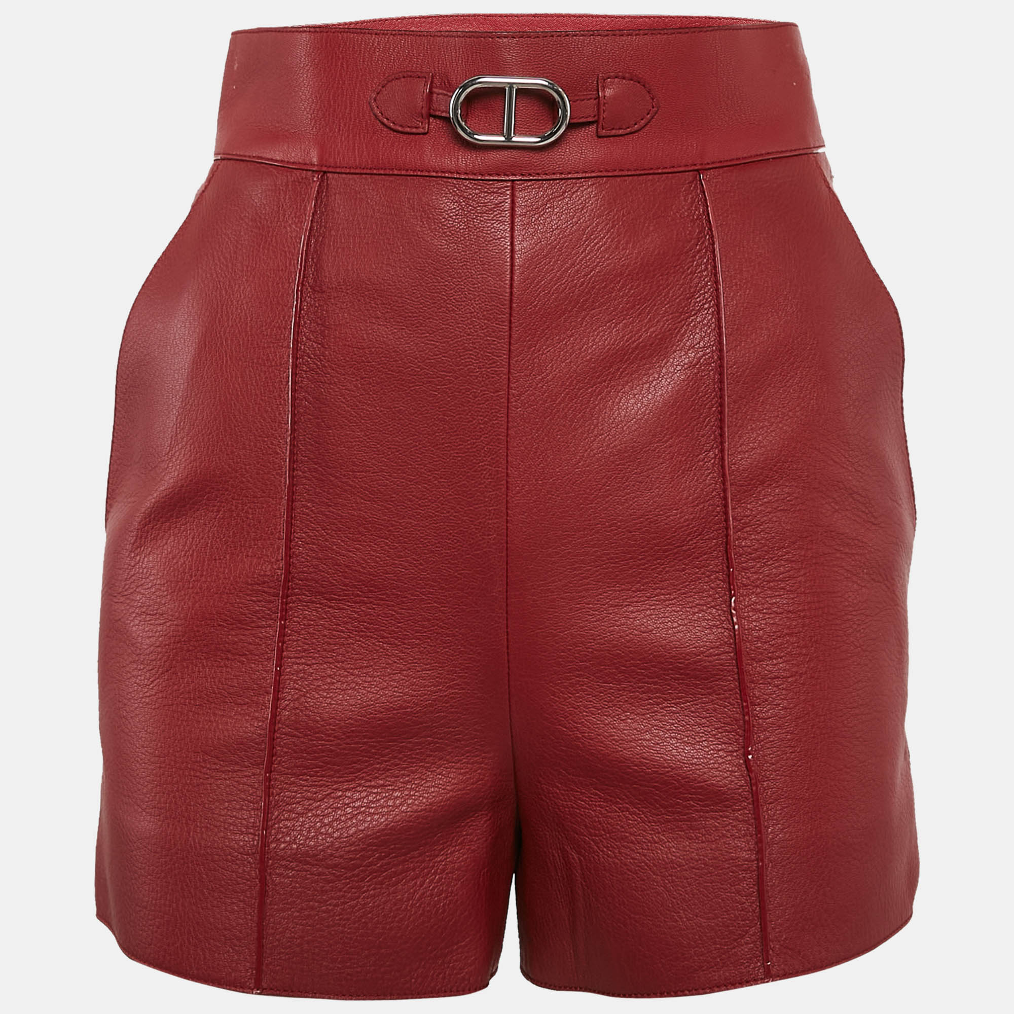 

Hermès Rouge Cardinal Red Leather Shorts S