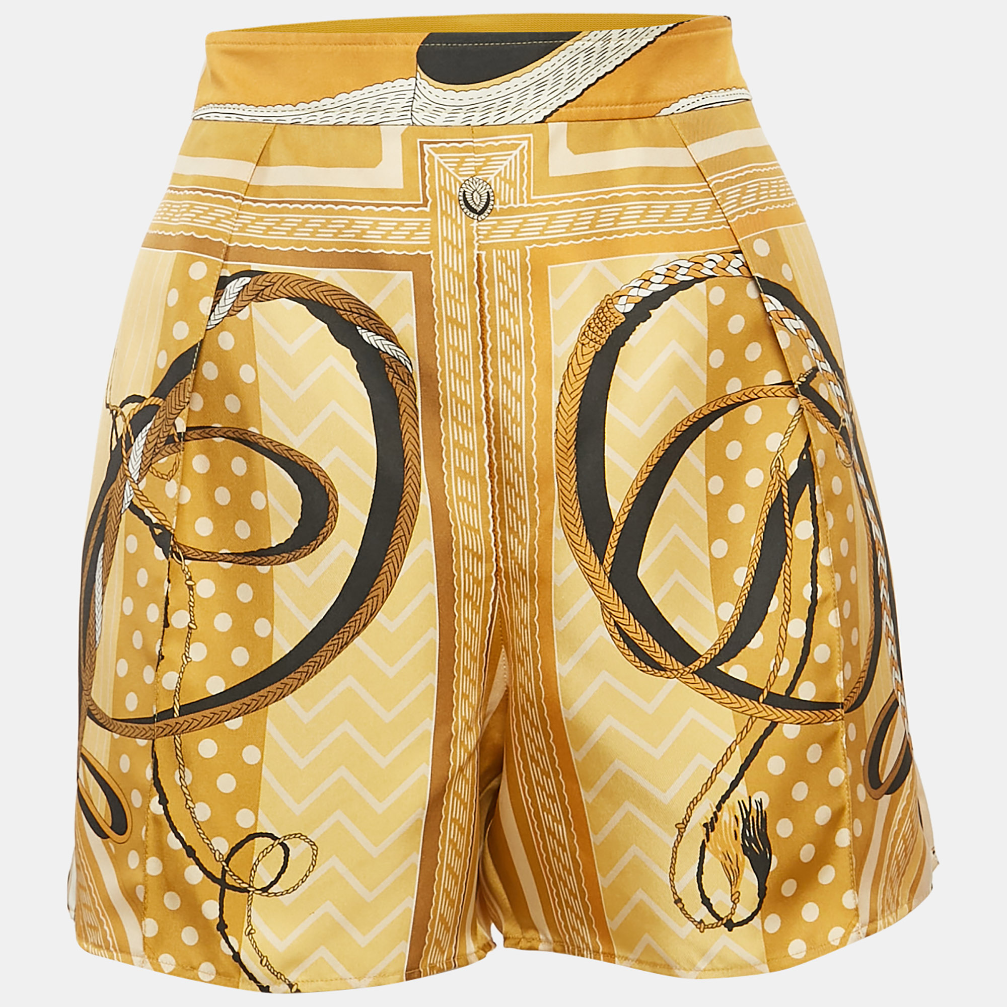 

Hermès Mustard Yellow Scarf Print Shorts M