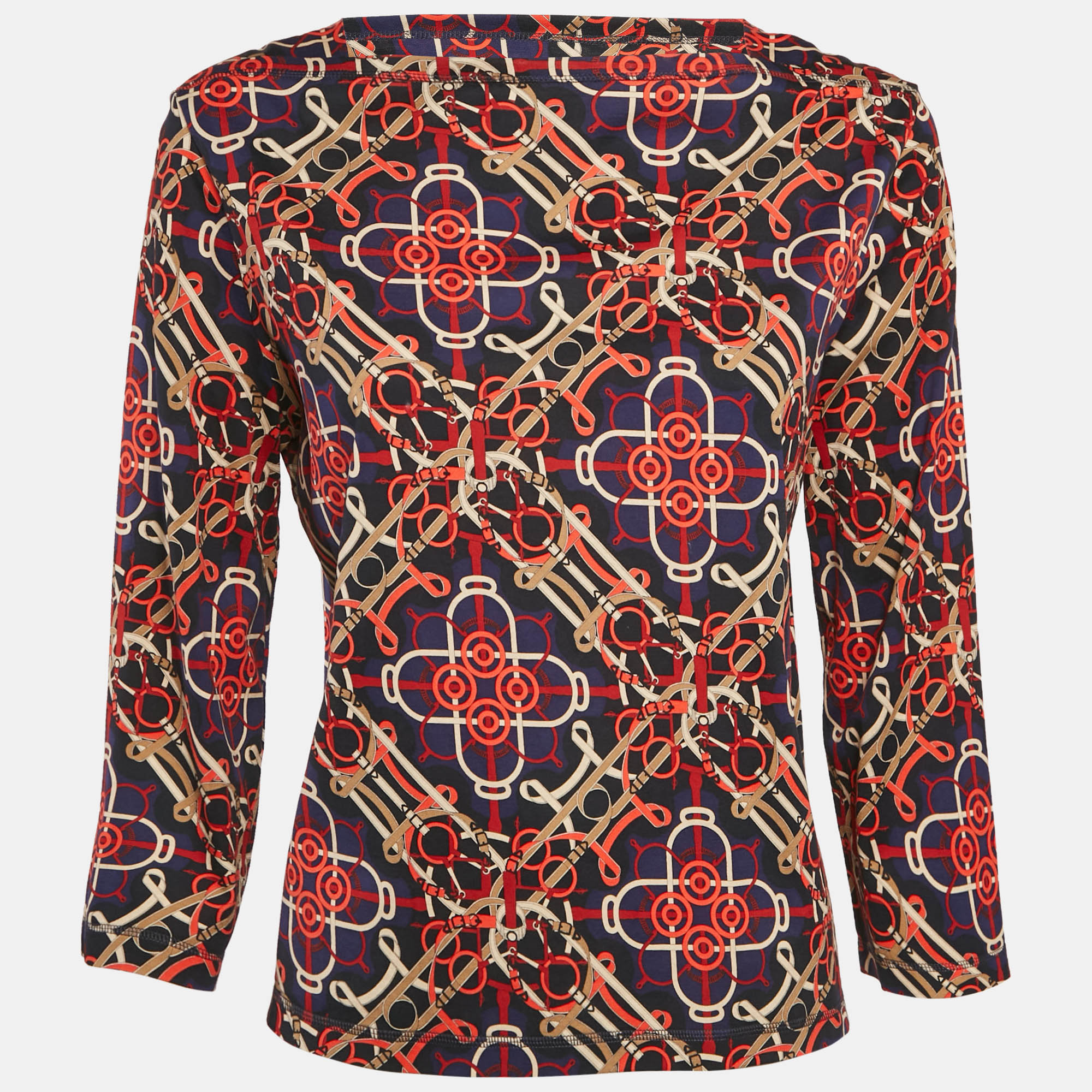 

Hermès Navy Blue Printed Cotton Knit Full Sleeve Top M
