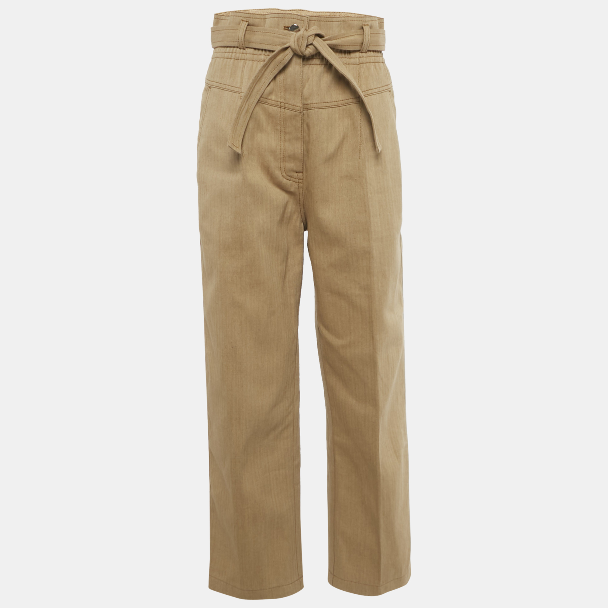 

Hermes Beige Chevron Denim Carotte Pants M