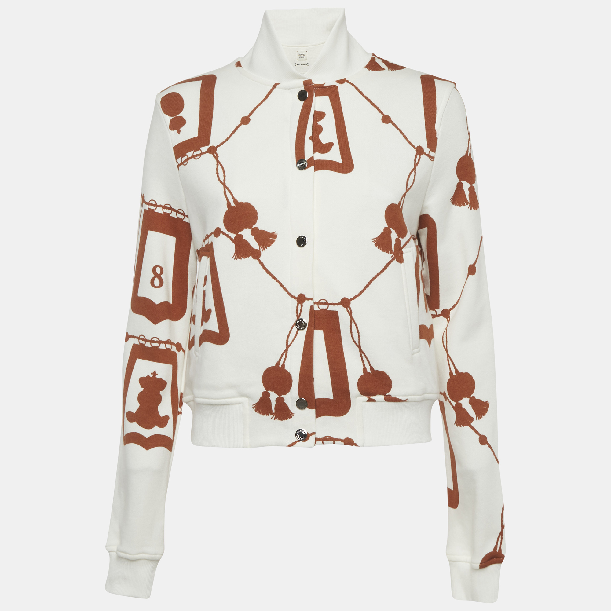 

Hermes White/Brown Lantern Print Cotton Jacket M