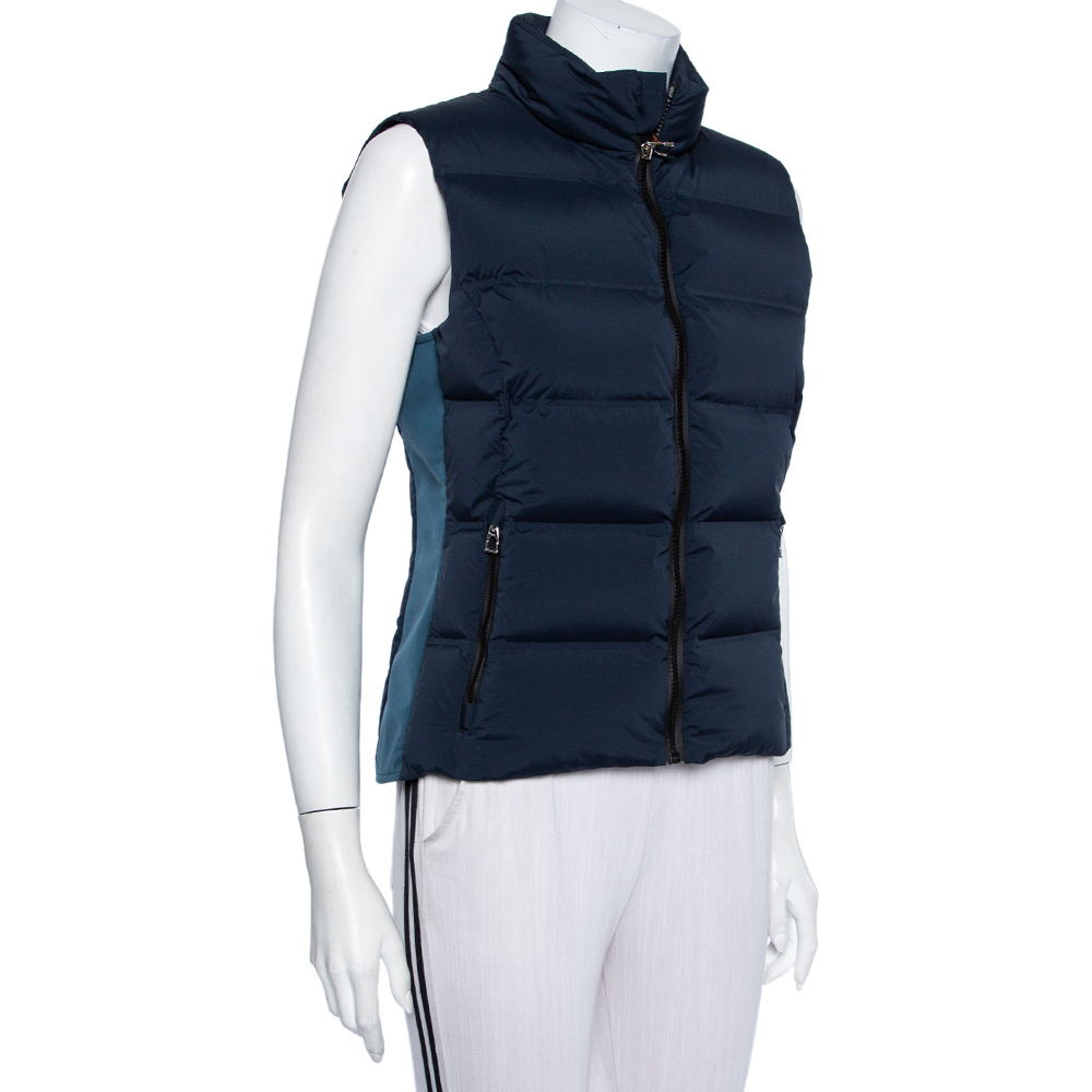 

Hermes Sellier Bicolor Synthetic Quilted Sleeveless Gilet, Navy blue