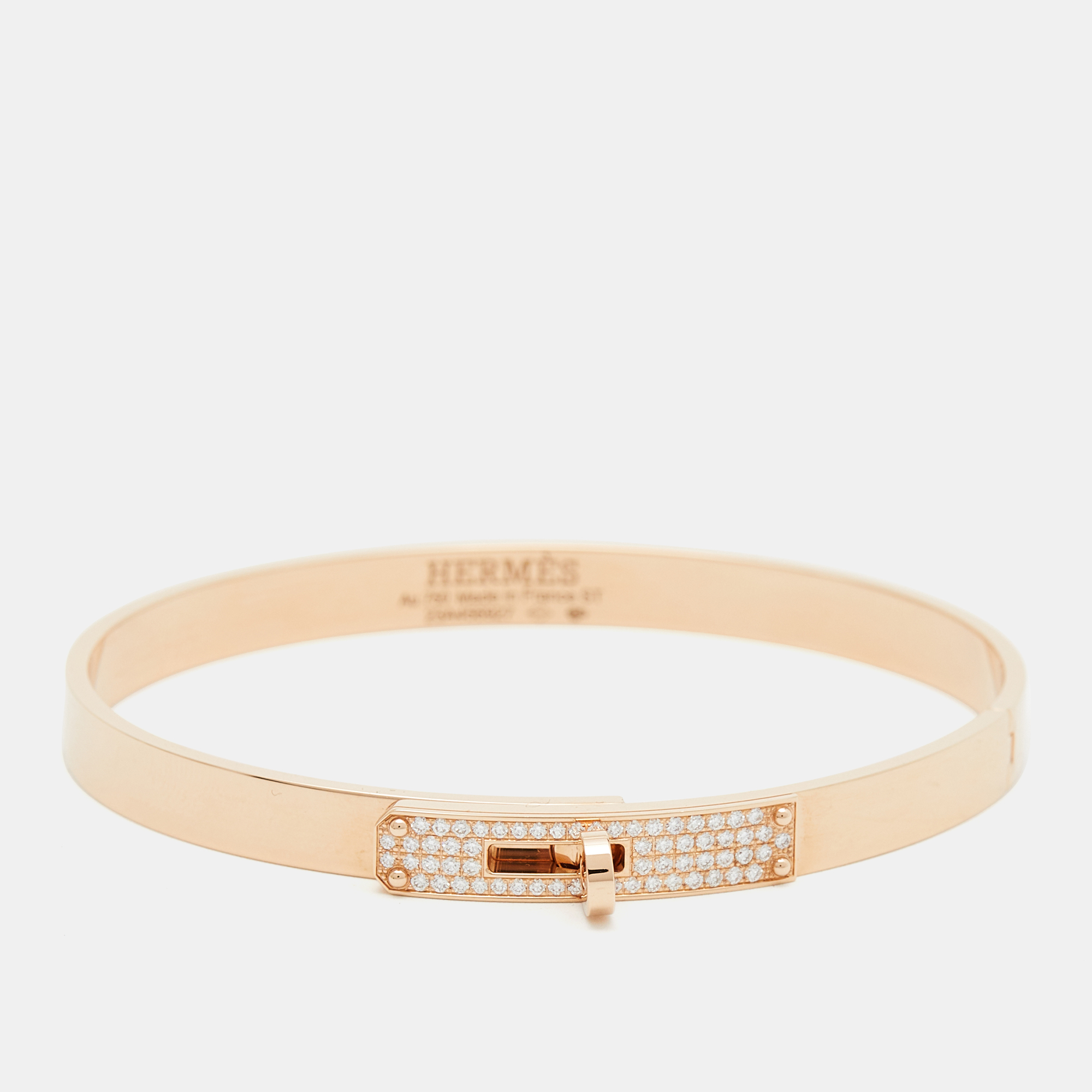 Pre-owned Hermes Hermès Kelly Diamond 18k Rose Gold Bracelet