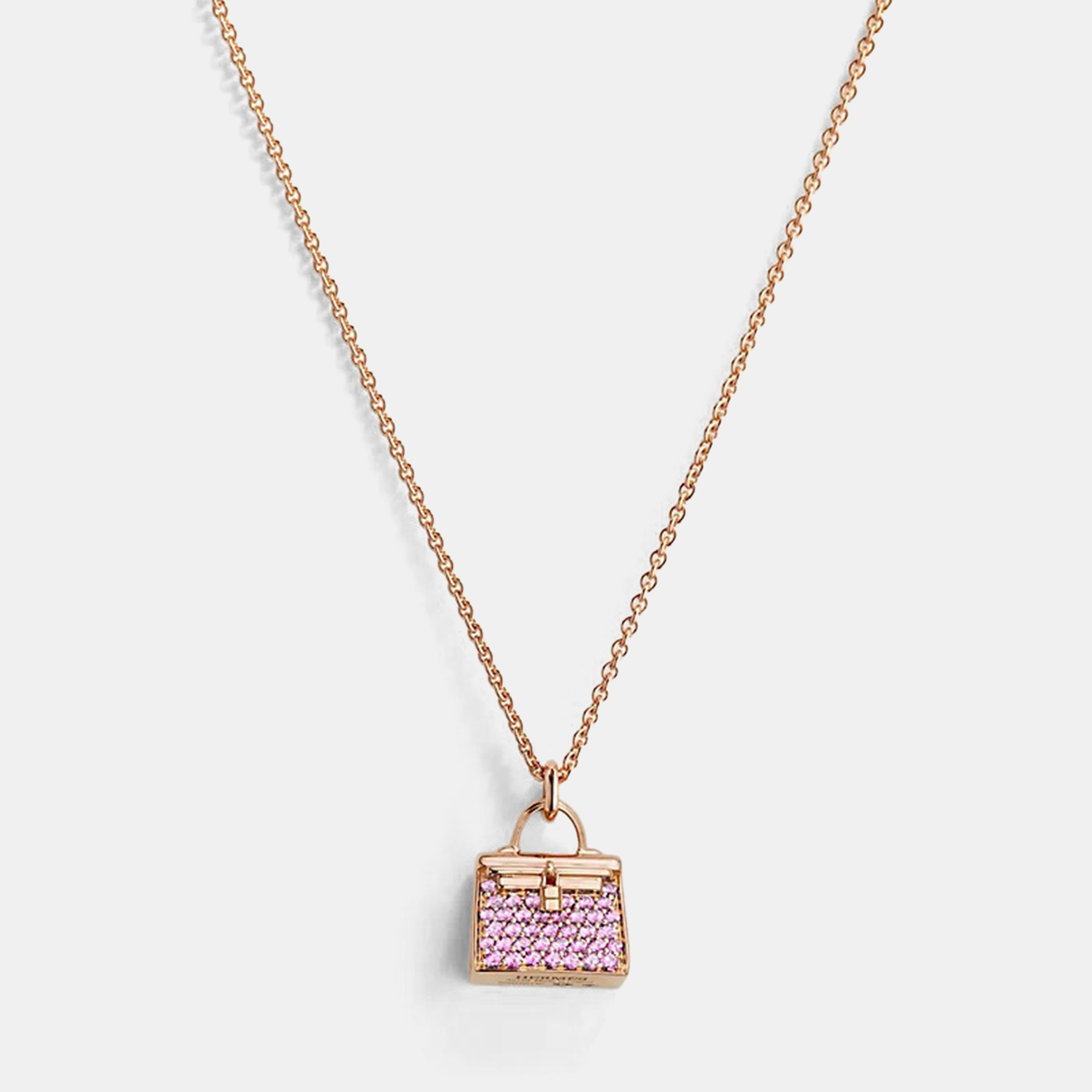 

Hermes Amulettes Kelly Pendant 38 Pink Gold