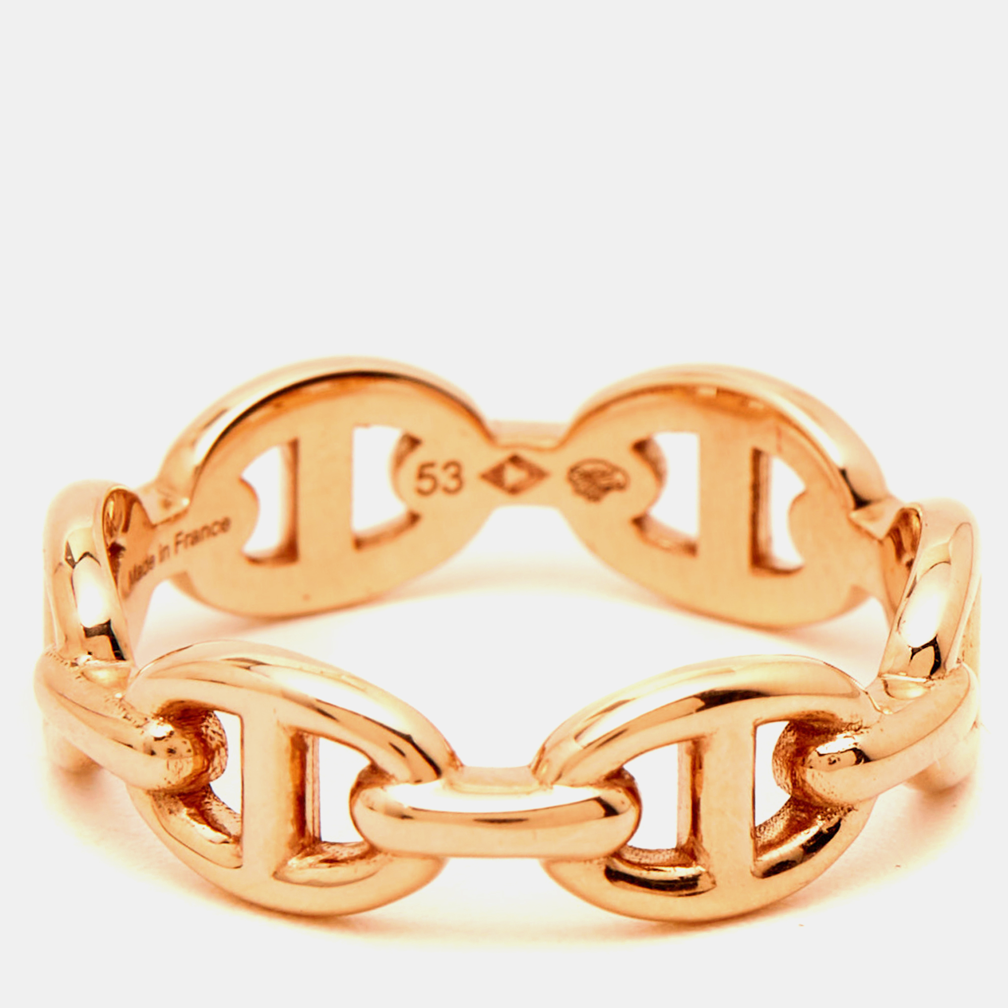 

Hermès Chaine d'Ancre Enchainee 18k Rose Gold Ring Size
