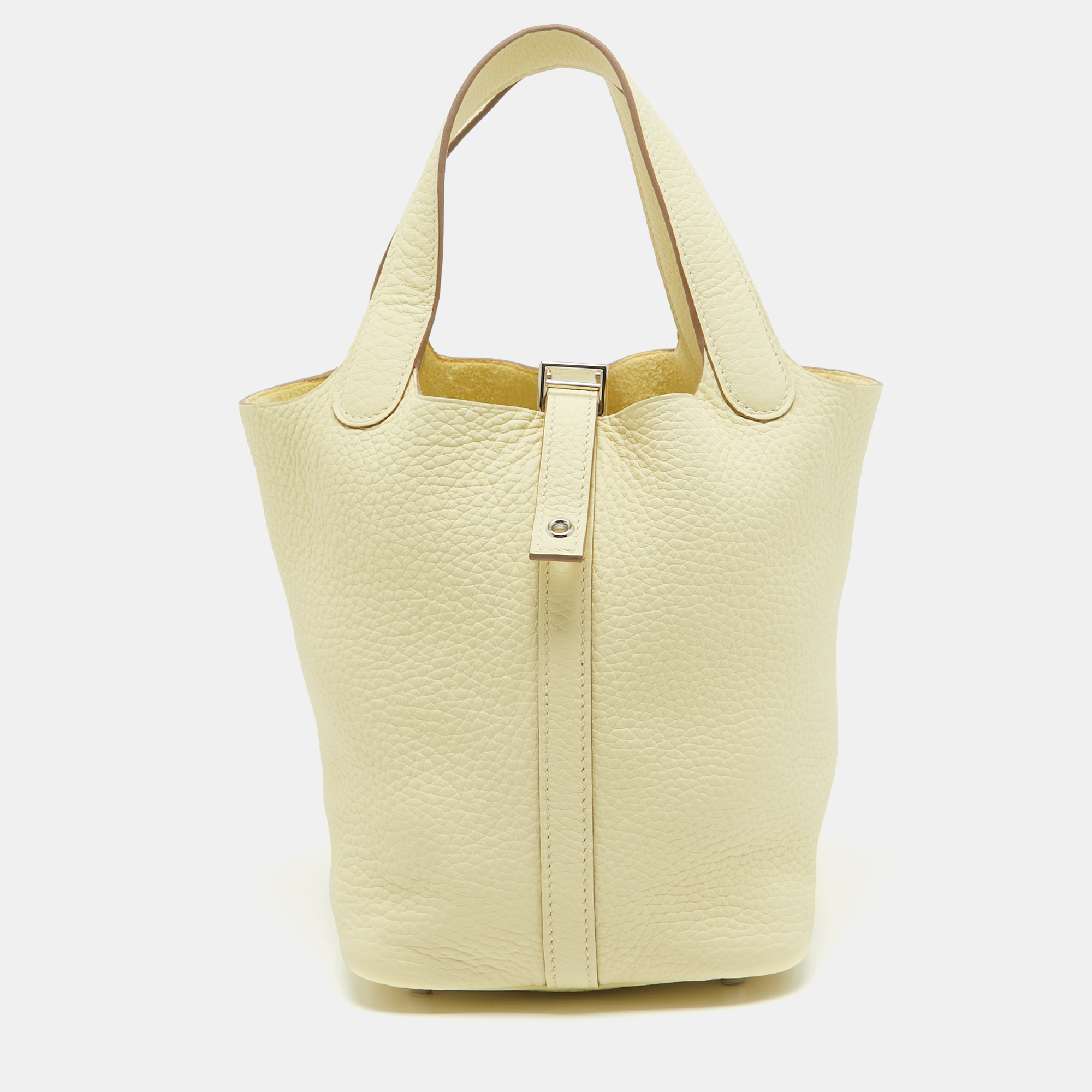 

Hermès Jaune Milton Taurillon Clemence Leather Picotin Lock 18 Bag, Yellow