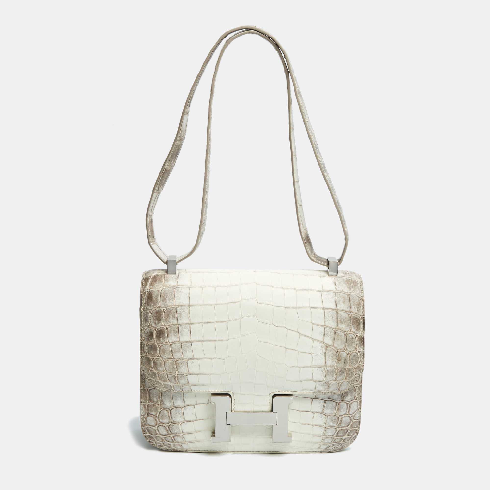 

Hermès Blanc Crocodile Niloticus Himalaya Palladium Finish Constance III 24 Bag, White