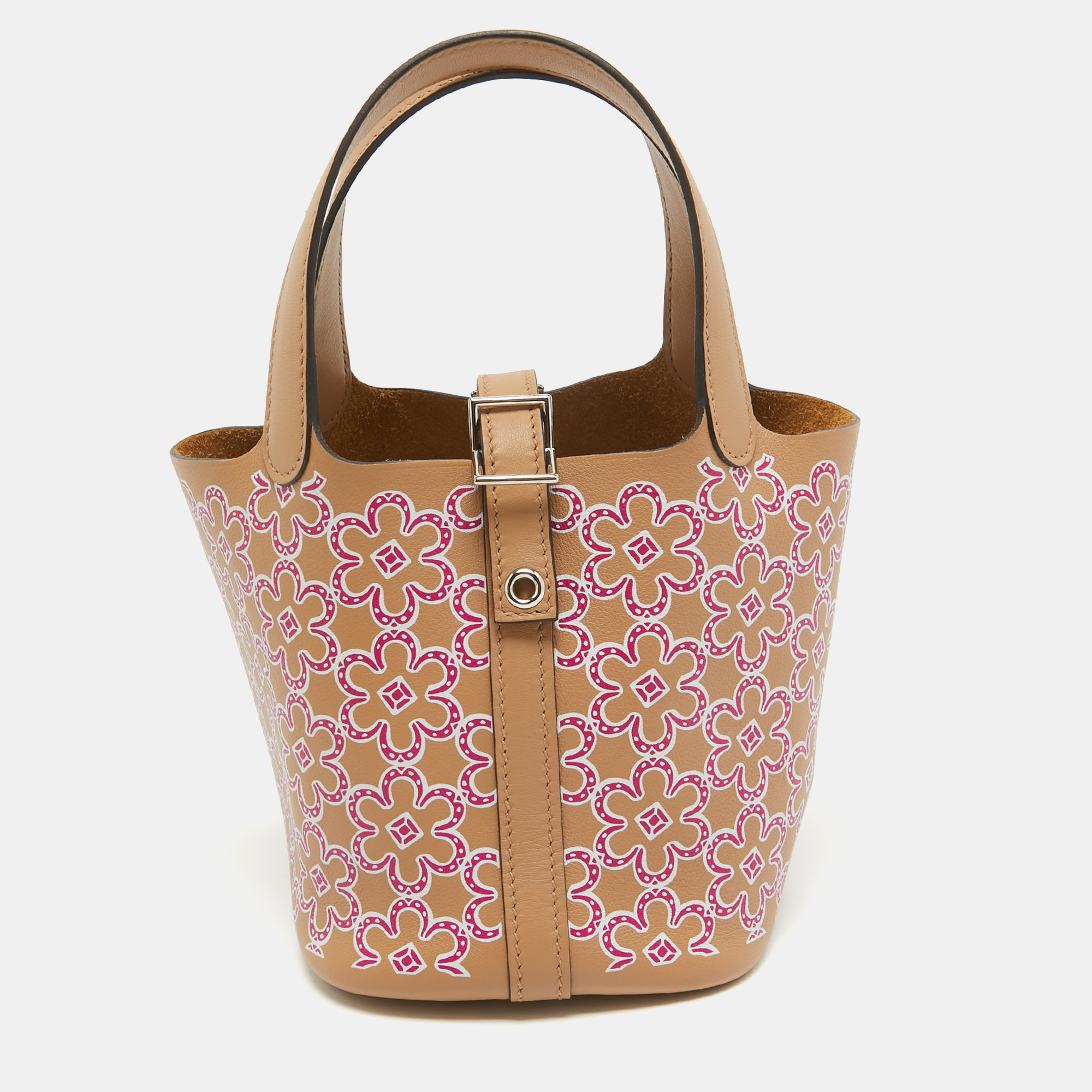 

Hermès Chai/Rose/Blanc Swift Leather Lucky Daisy Picotin Lock Micro Bag, Brown