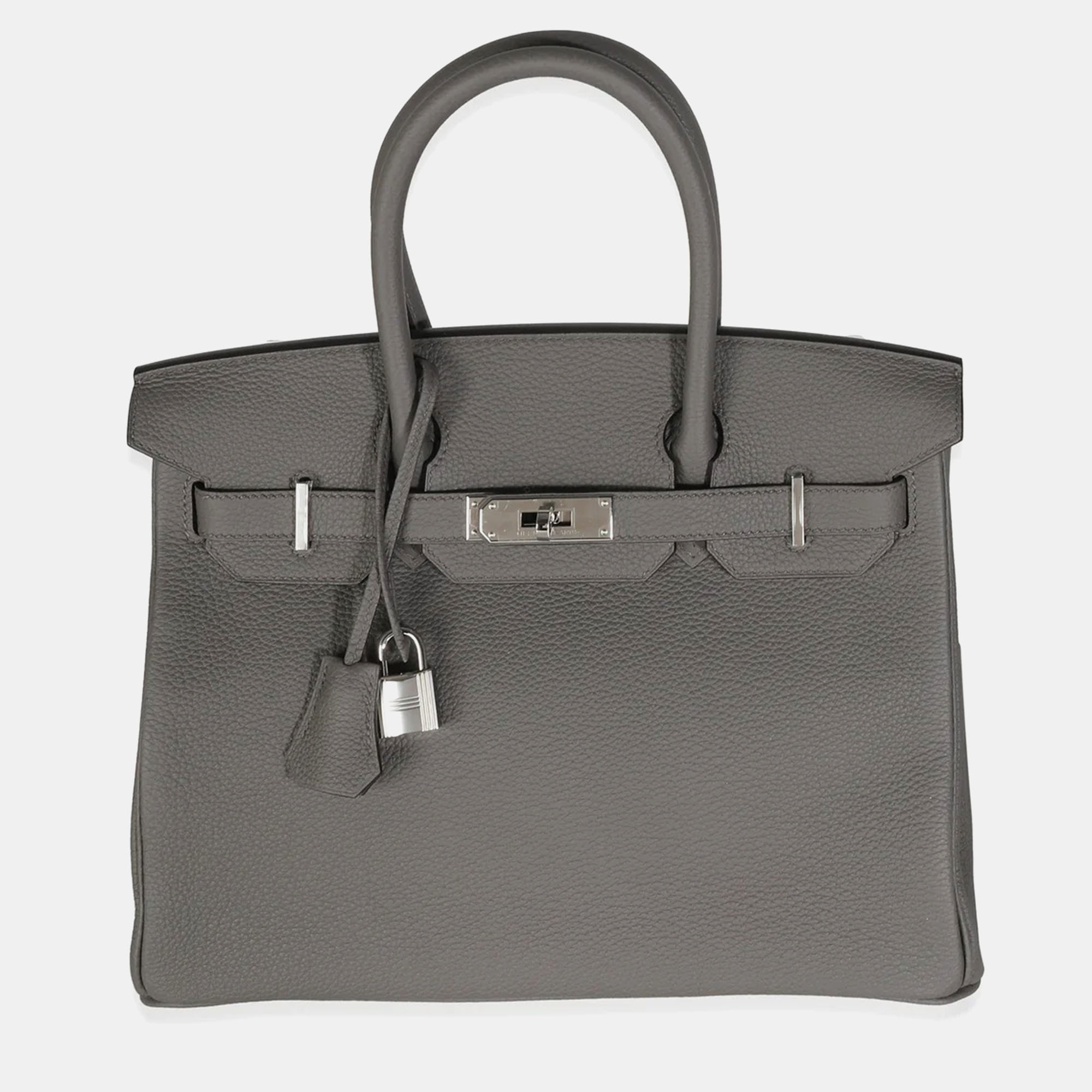 

Hermes Etain Togo Birkin 30 PHW Bag, Grey