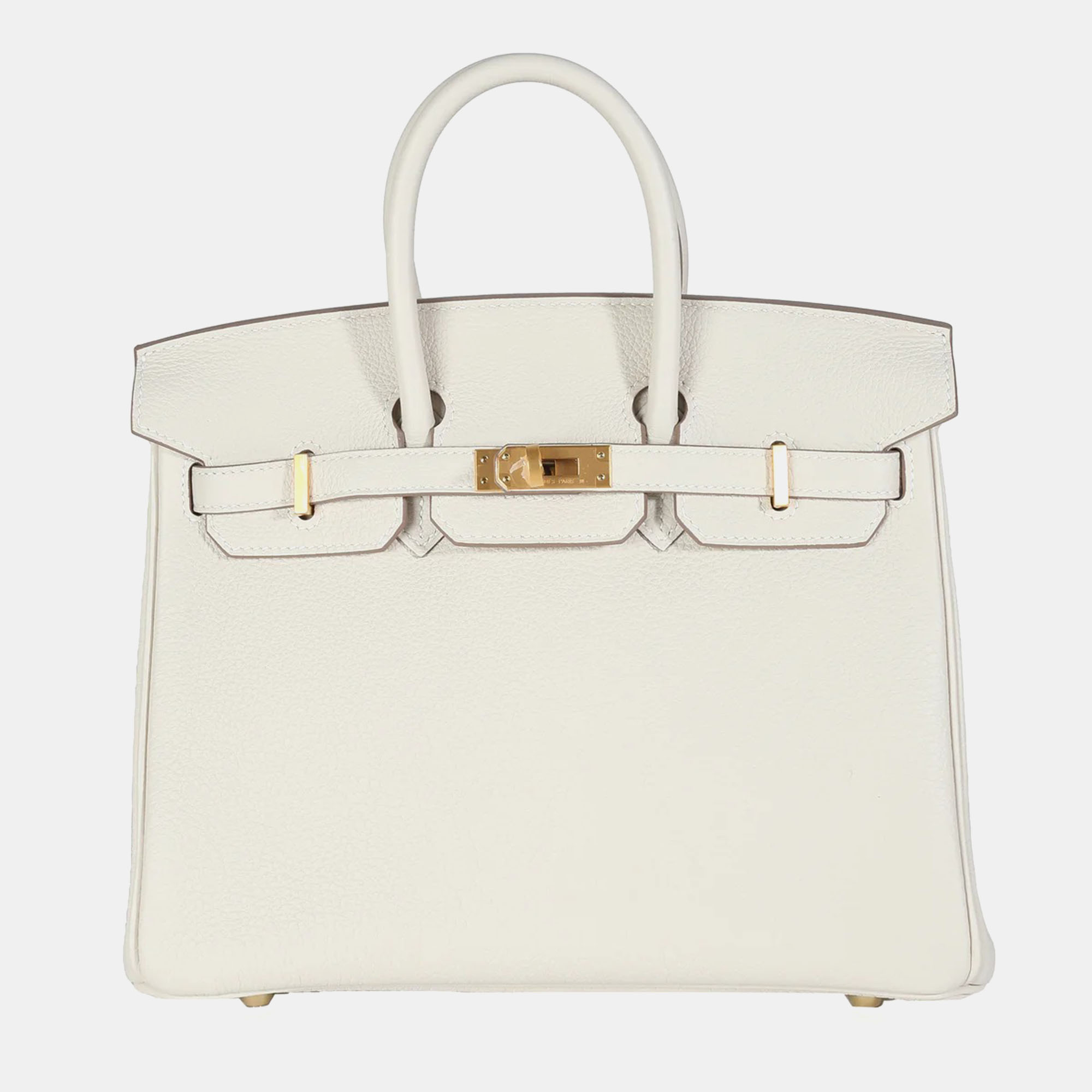 

Hermes Craie Togo Leather Birkin 25 Tote Bag, White