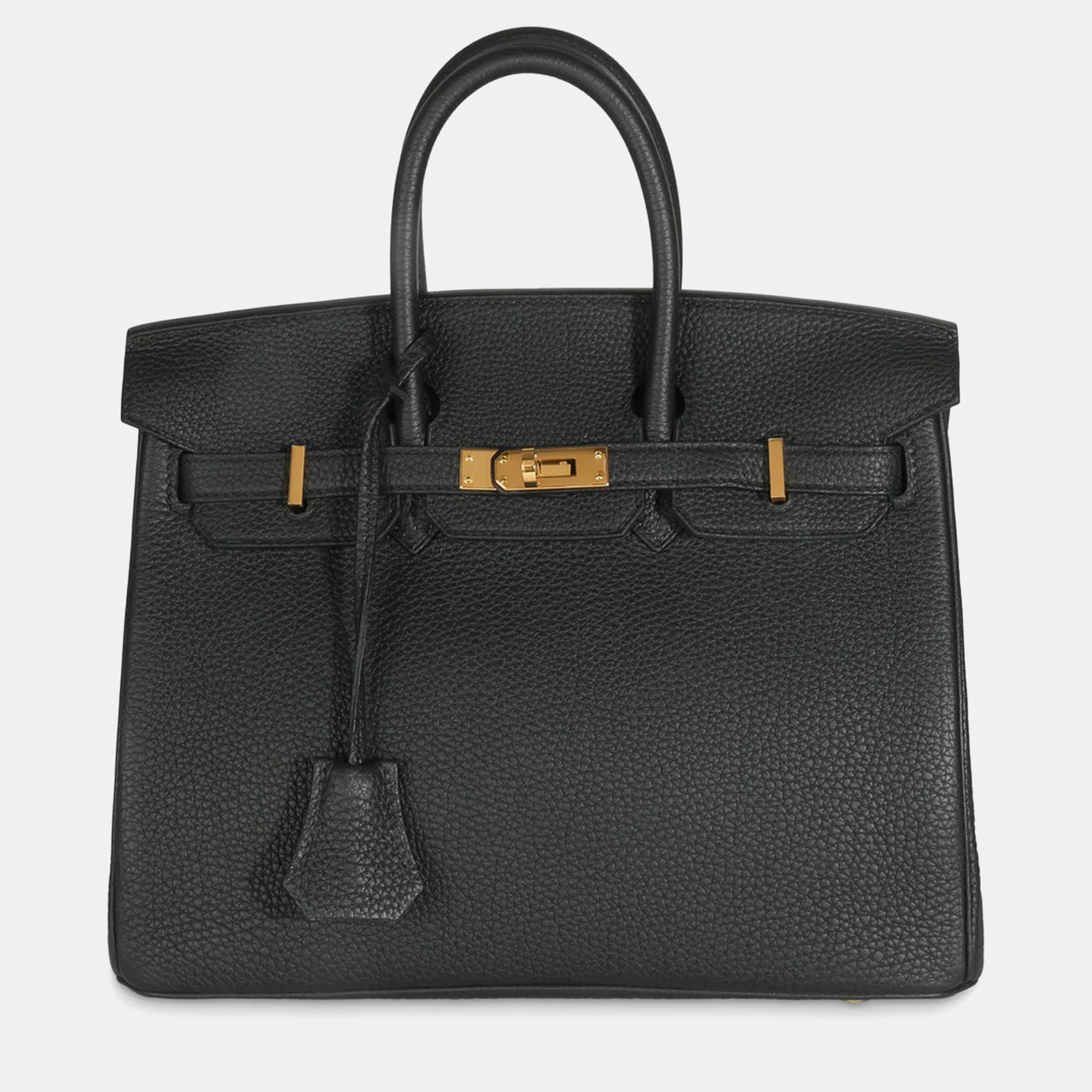 Pre-owned Hermes Black Togo Birkin 25 Ghw Bag