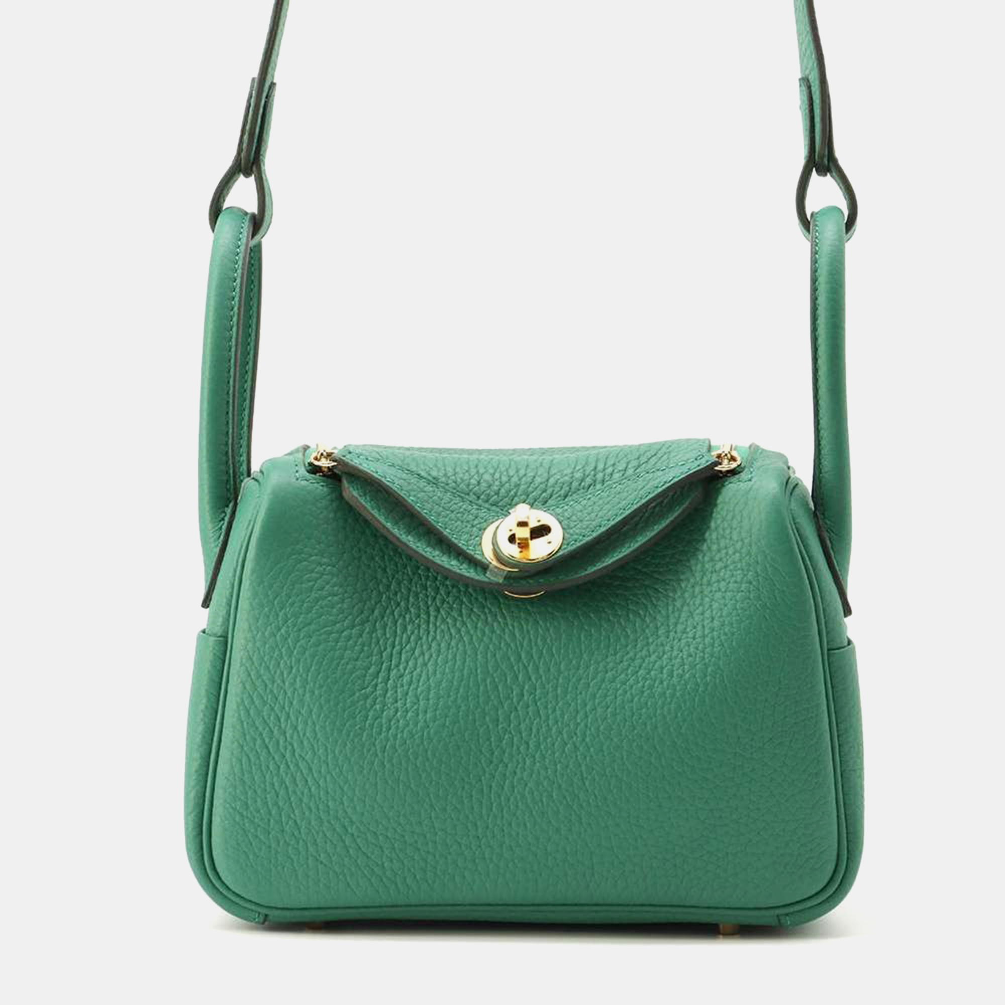 

Hermes Vert Yucca Leather Mini Lindy Shoulder Bag, Green