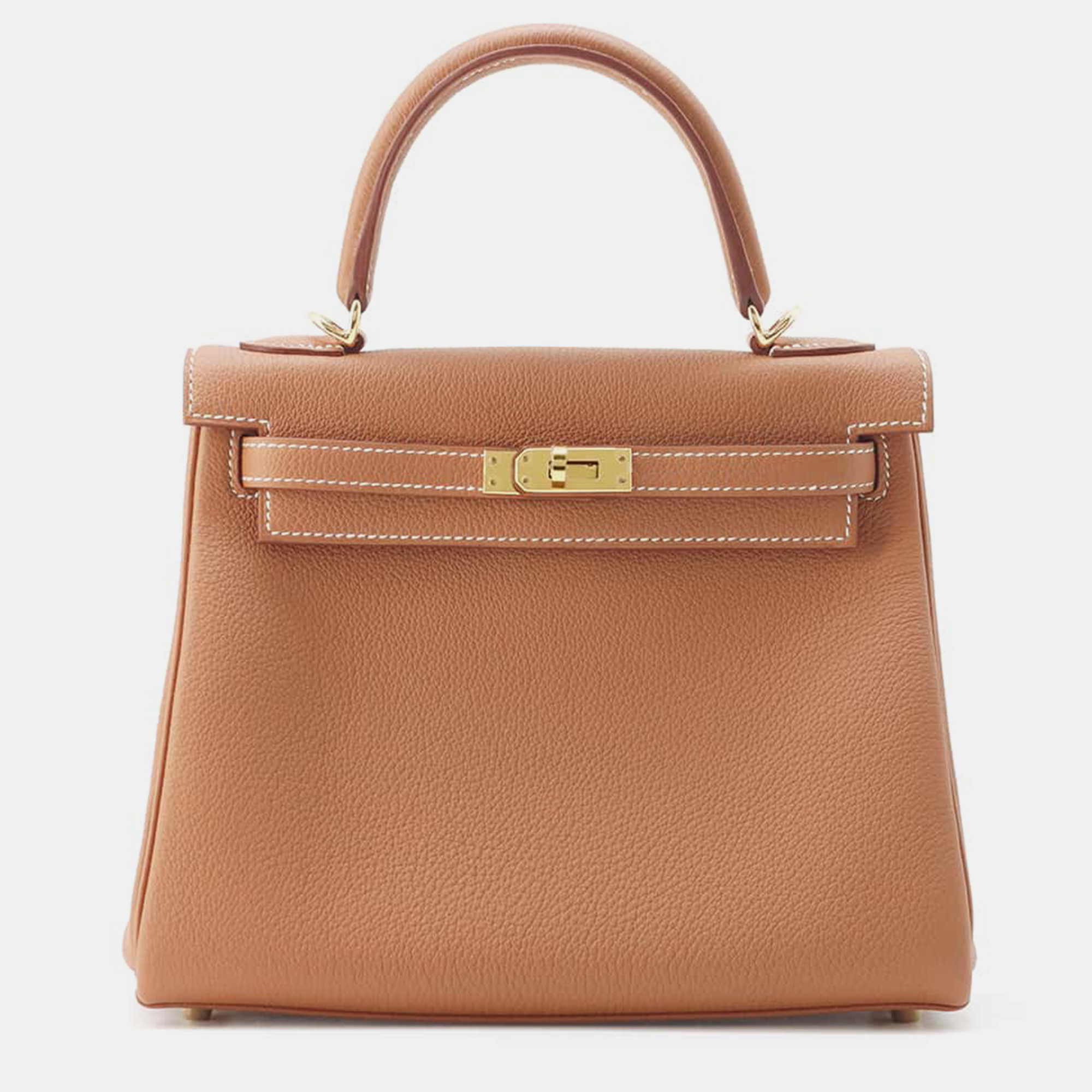

Hermes Gold Togo Leather Kelly Retourne 25 Top Handle Bag