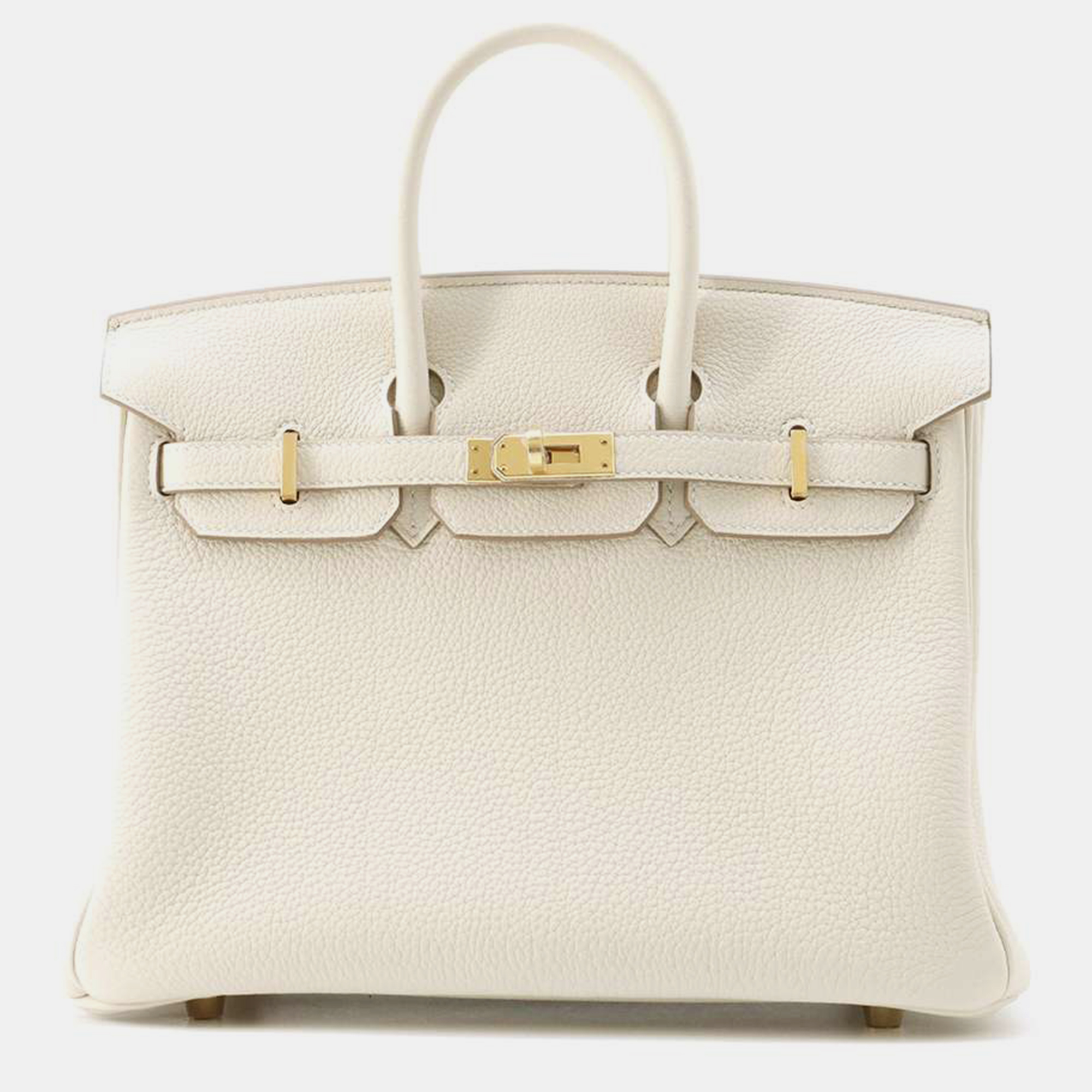 

Hermes Craie Togo Leather Birkin 25 Tote Bag, White