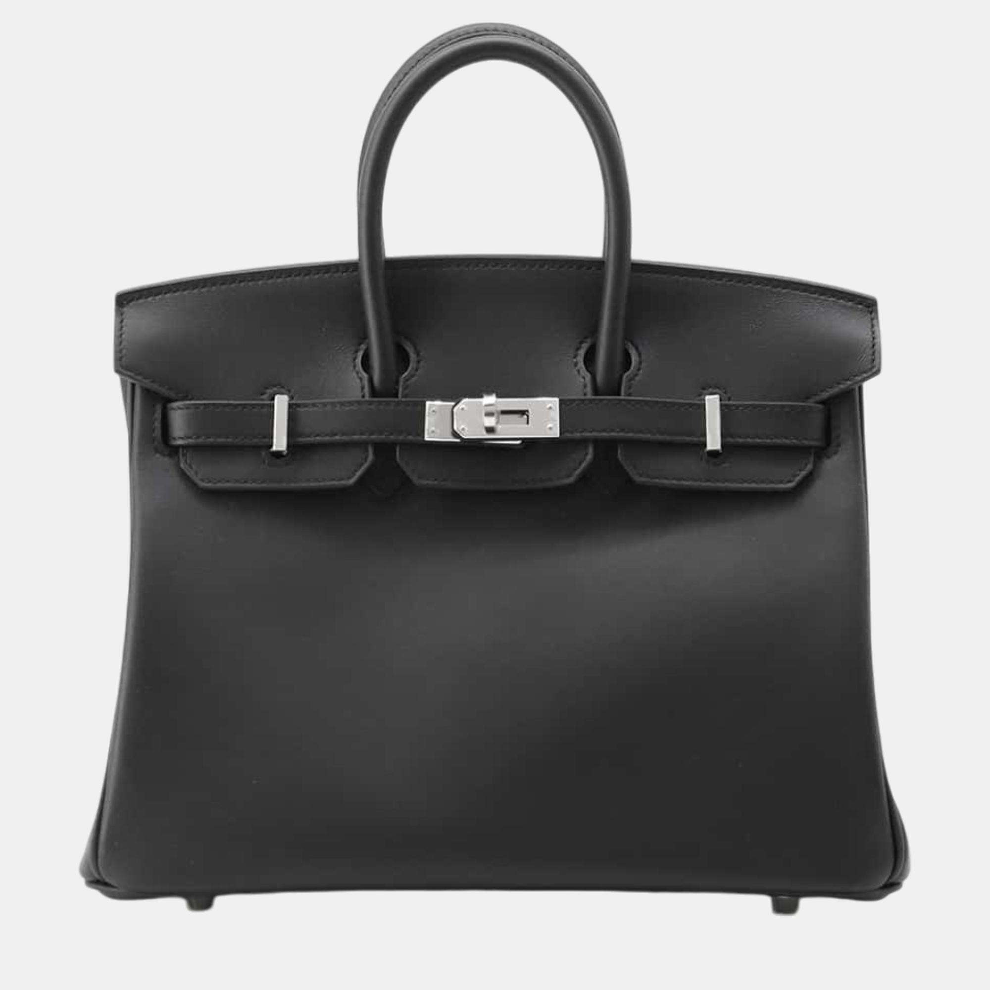 

Hermes Black Swift Leather Birkin 25 Tote Bag