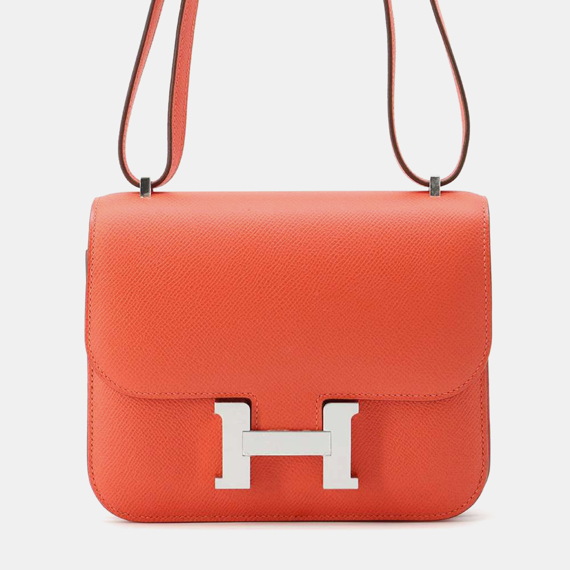 Pre-owned Hermes Miroir Orange Field Epsom Mini Constance Shoulder Bag