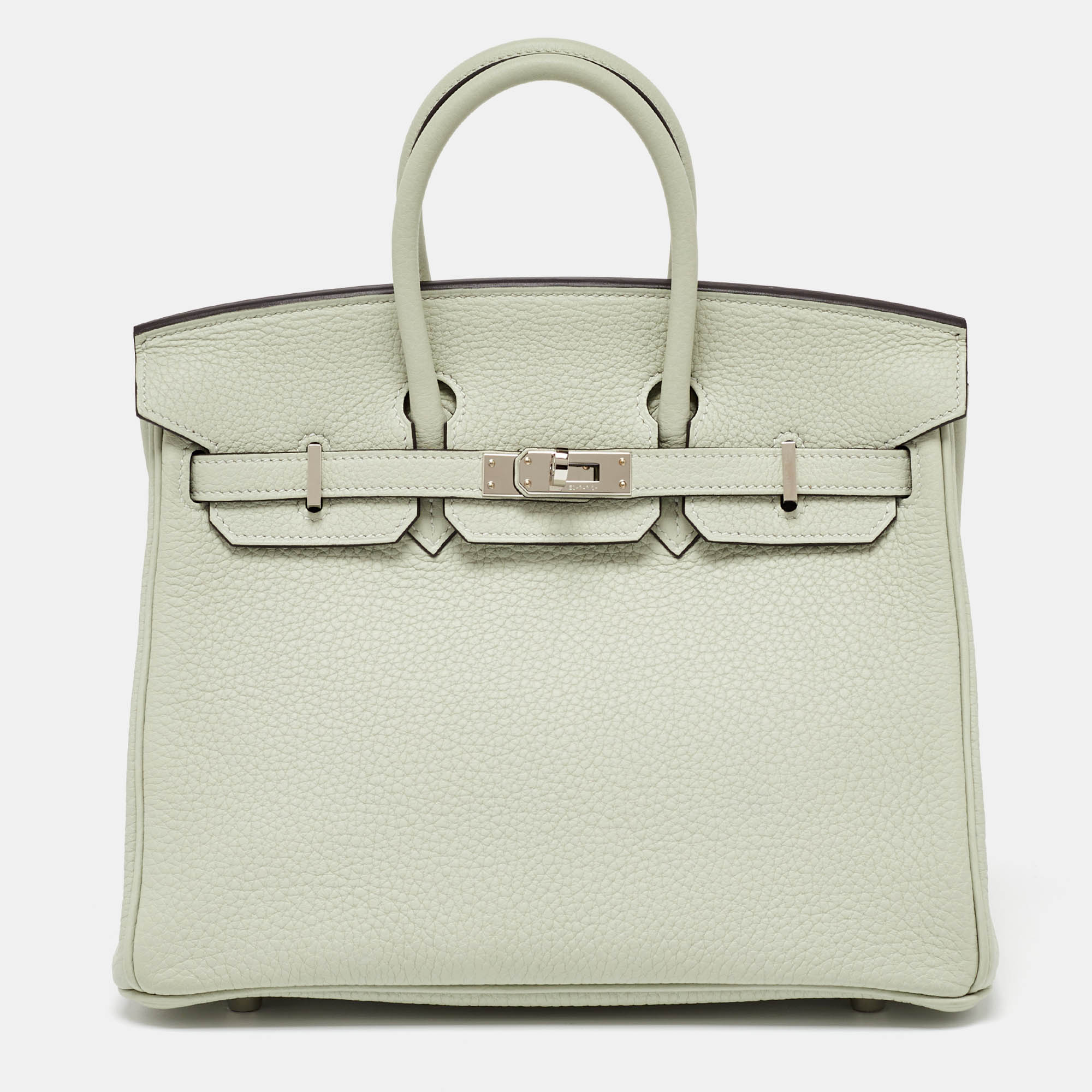 

Hermès Gris Neve Togo Leather Silver Finish Birkin 25 Bag, Green