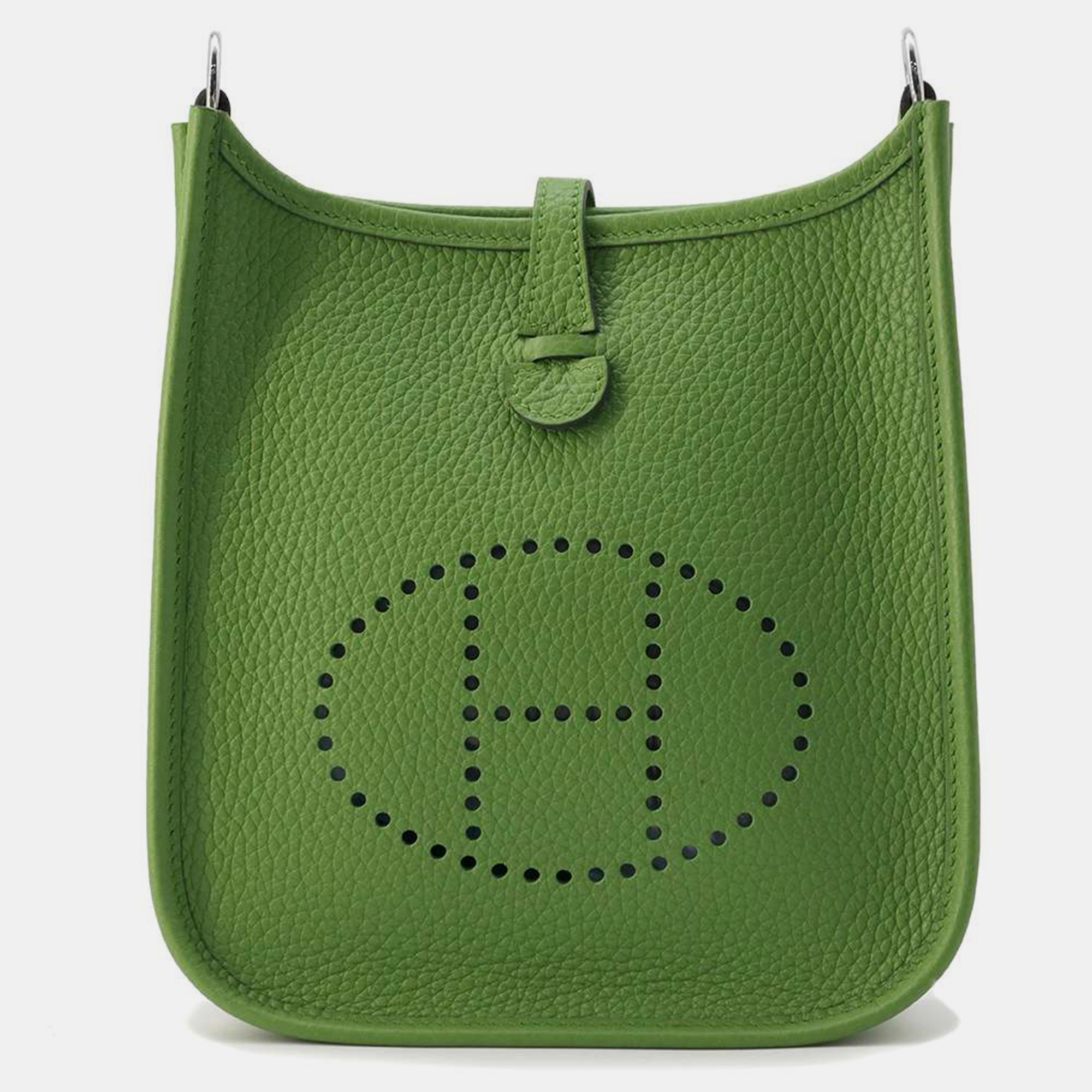 

Hermes Vert Yucca Taurillon Clemence Leather Evelyn TPM Shoulder Bag, Green