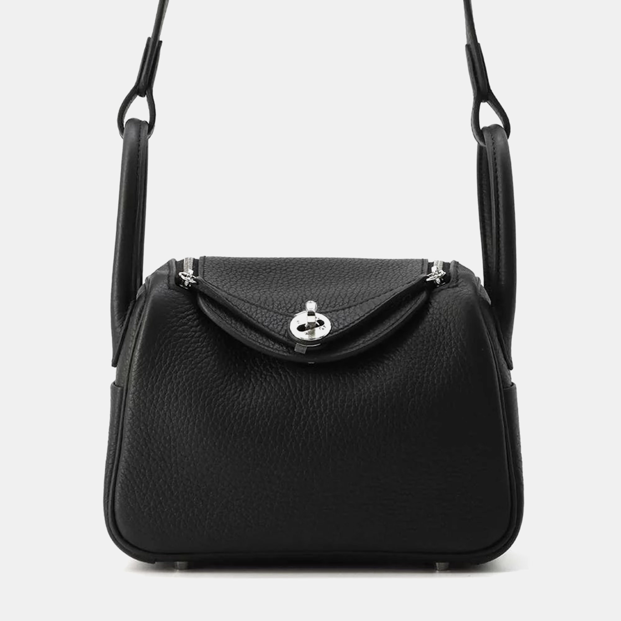 

Hermes Black Taurillon Clemence Lindy bag Size Mini